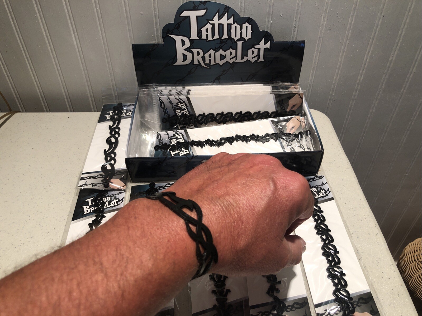 24 Pcs Tattoo Bracelets Silicone Rubber Wholesale Lot Display Included Body Ink
