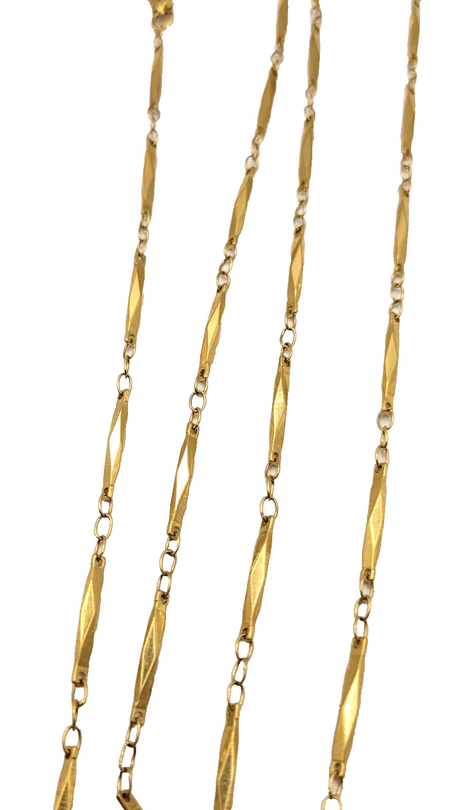 Elegant Elongated Marquise Shape Bar Link Gold Tone Chain Necklace 30.5 Inch