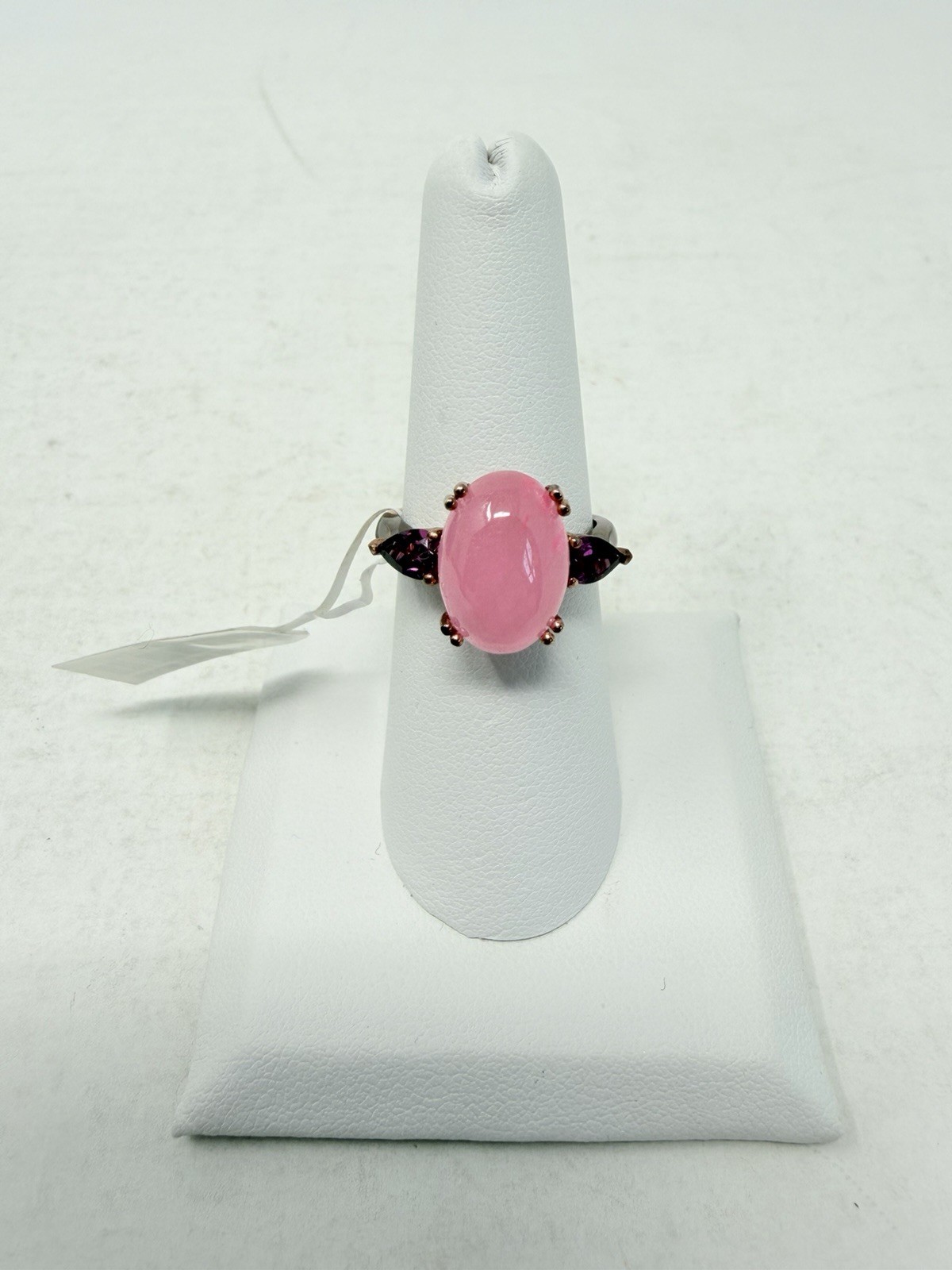 Shop LC KARIS Collection Oval Pink Jade/Orissa Rhodolite Garnet Size 7 Ring 5599