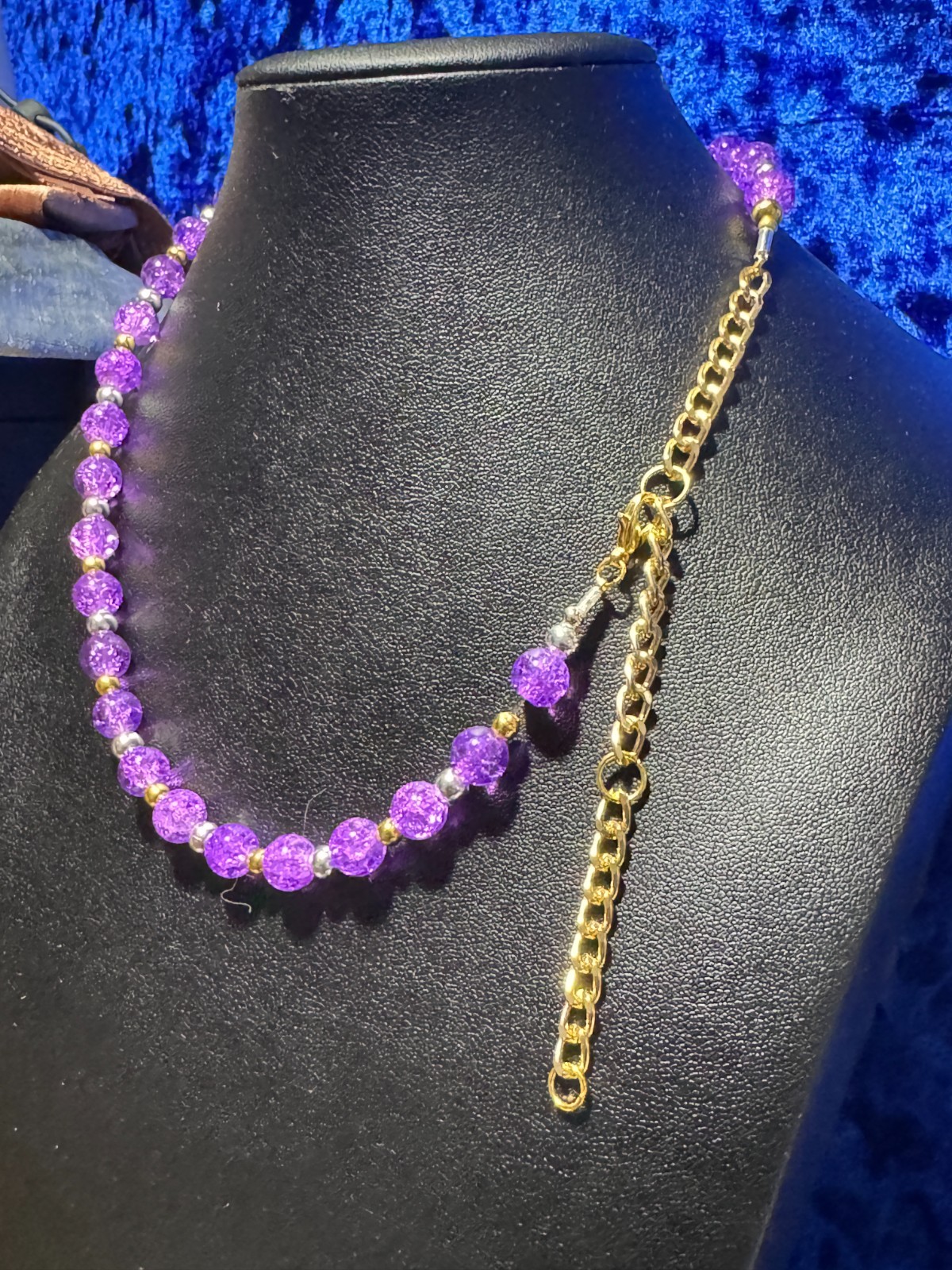 Tennis Necklace, Bracelet, Purple or Red 8mm Round Crystal Glass Beads 16.5″ +