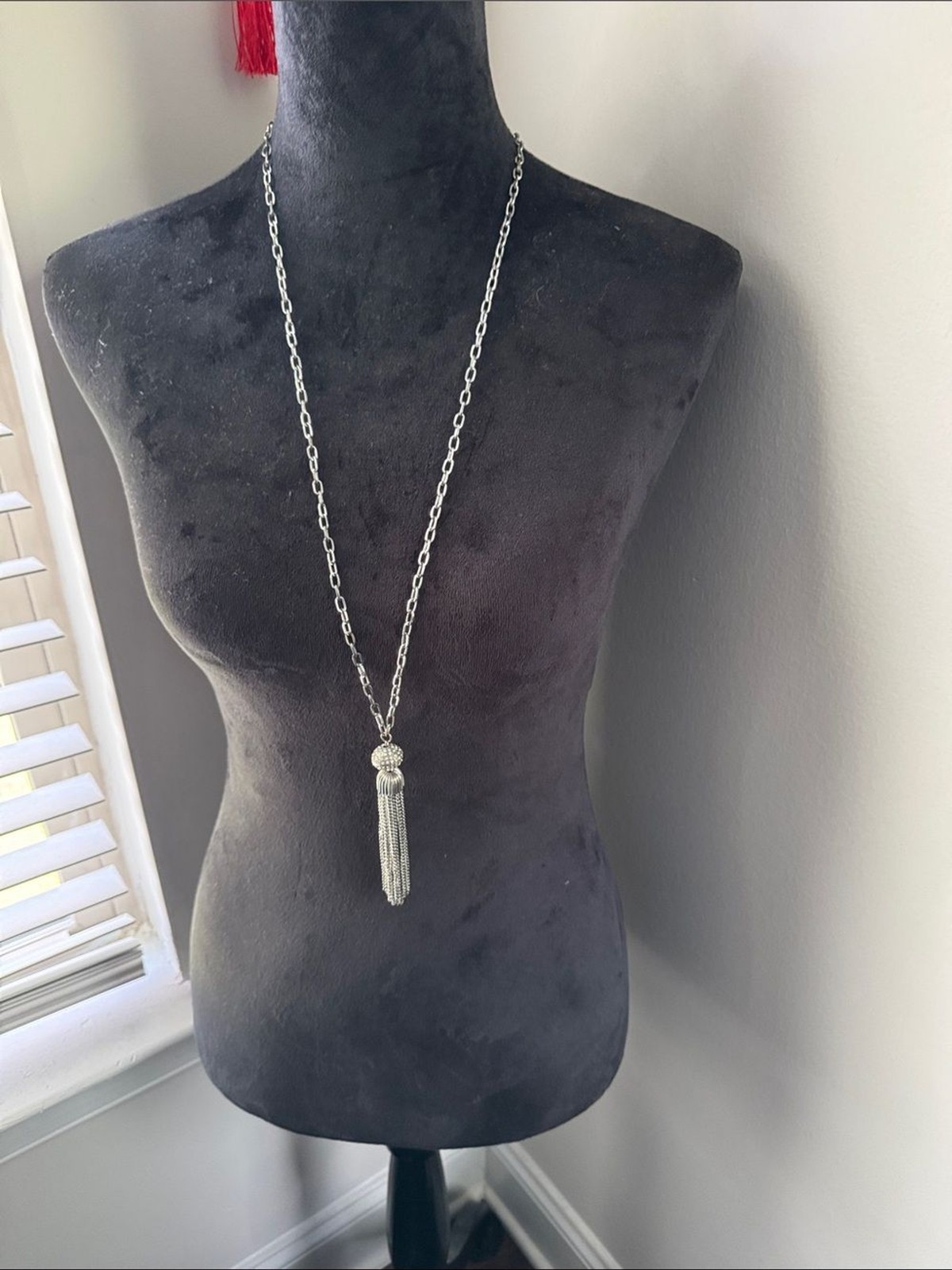 Elegant Silver Tassel Long Necklace for Women