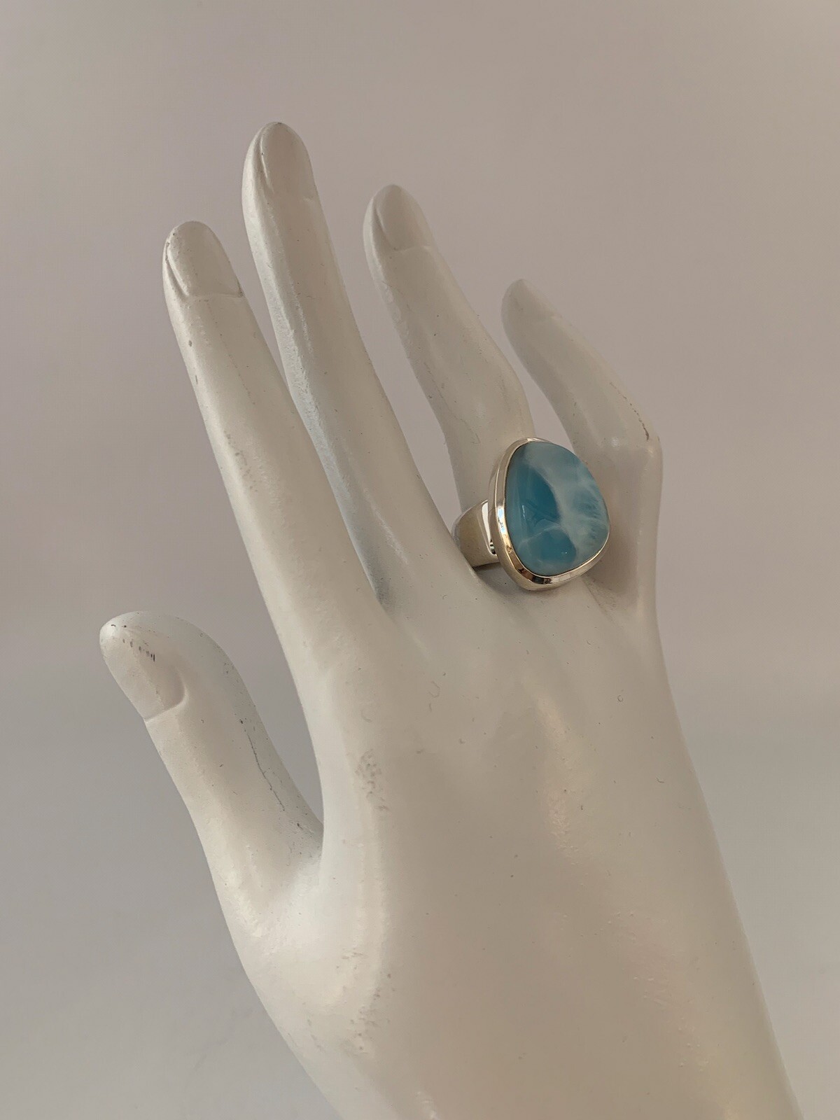 Larimar 925 Sterling Silver Design Ring Size 8 J.640