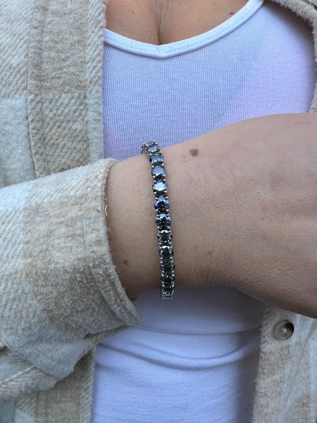 Real Iced Dark Blue MOISSANITE 5mm Tennis Bracelet 925 Silver Passes Tester GRA