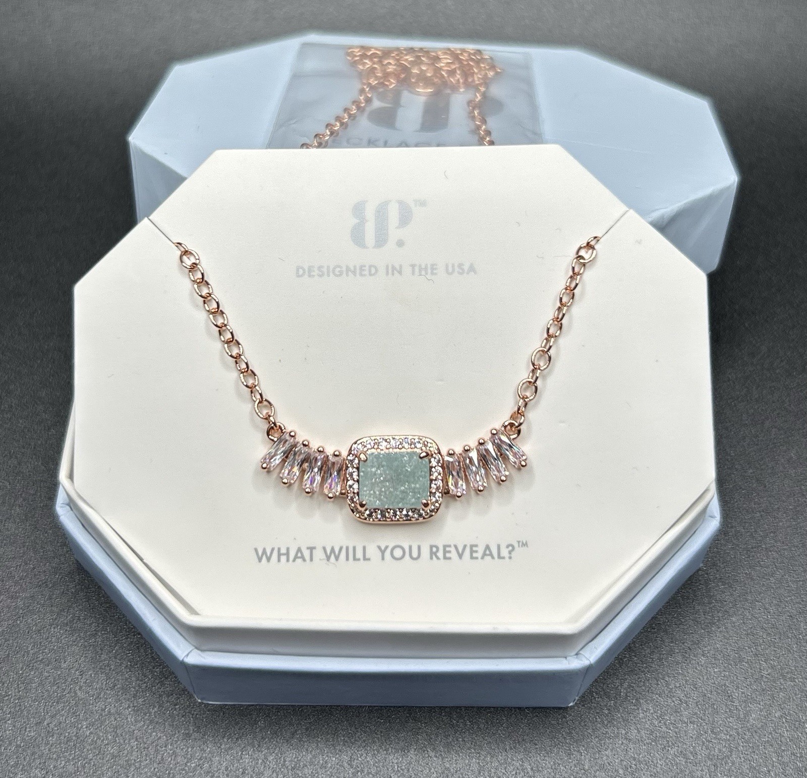 Bomb Party NK56687 ‘Pale Dreams On The Horizon’ Light Aqua Ice Crystal Rose Gold