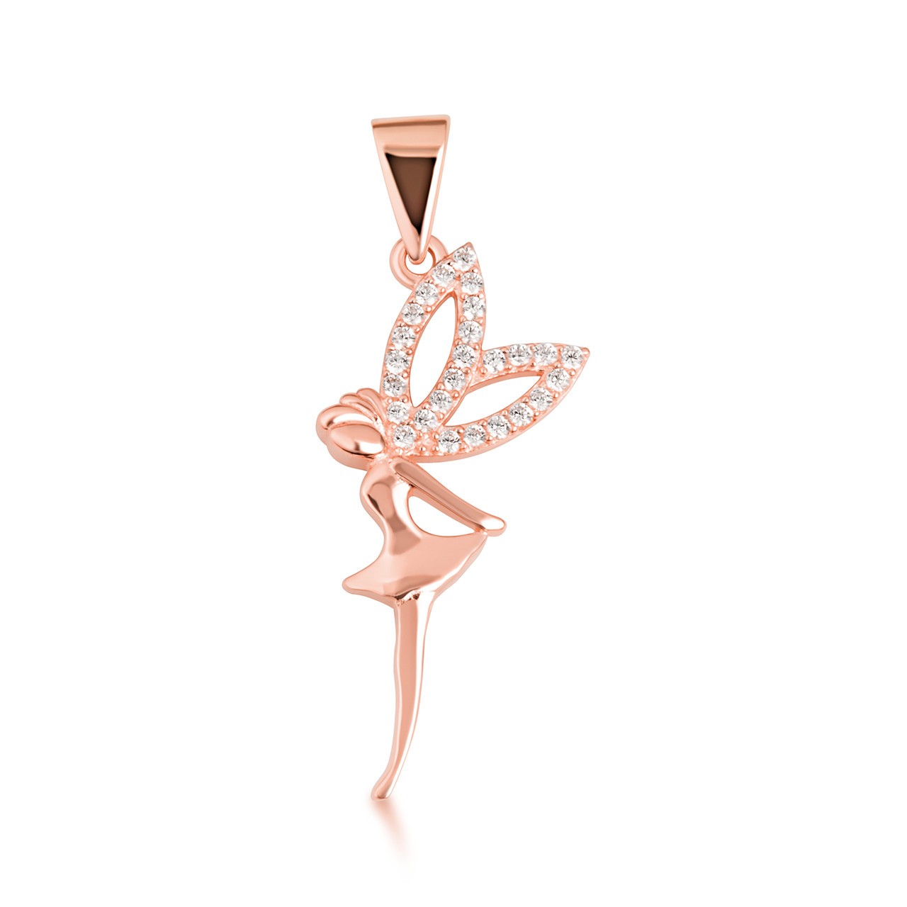 Gold Mystical Fairy CZ Studded Pendant Necklace (Available in Yellow/Rose/White)