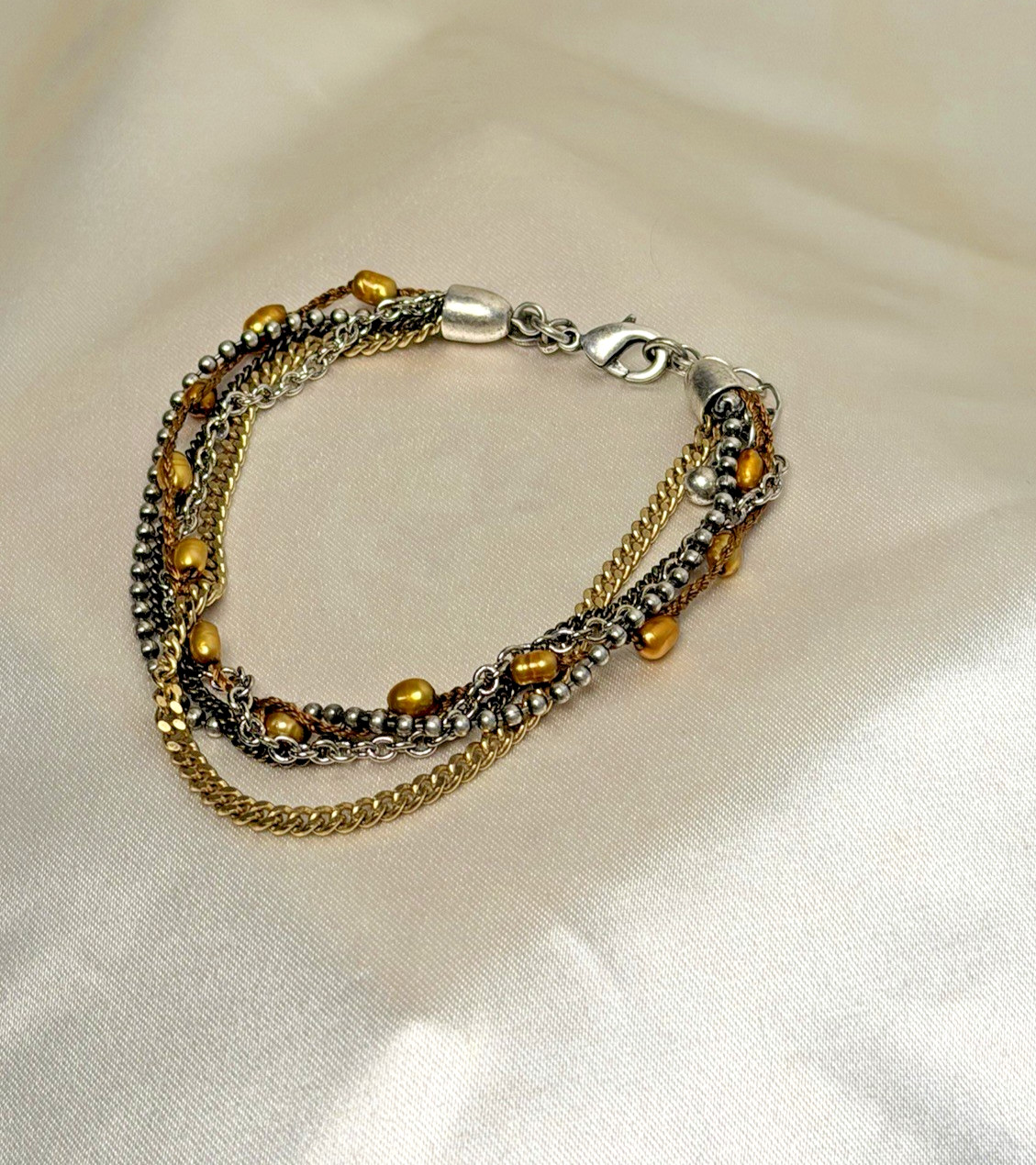 Vintage Premier Designs Mixed Metal Multi-Strand Bracelet – 7”–8.5” Adjustable