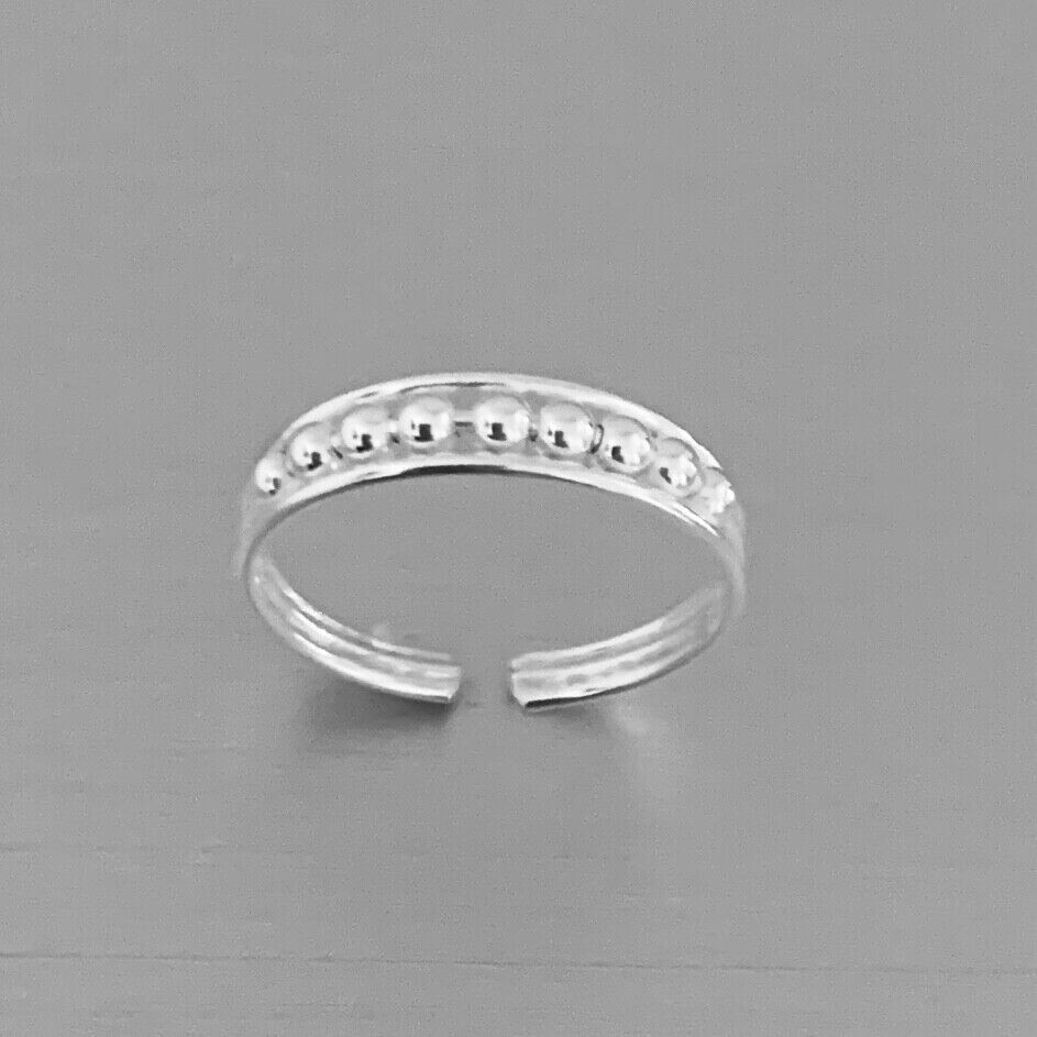 Women’s 925 Silver Solid Metal Adjustable Beads Toe Ring