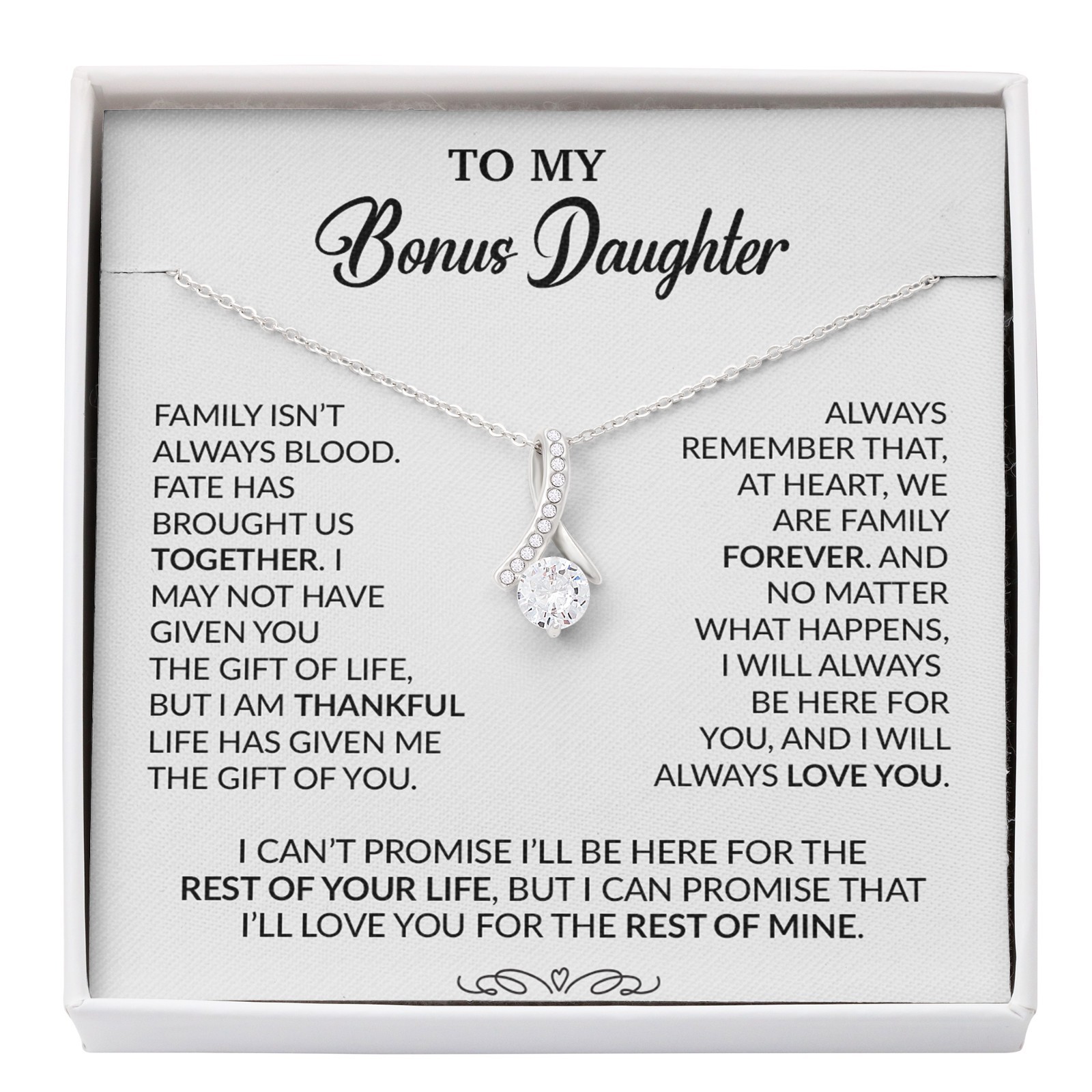 To My Bonus Daughter Necklace, Gift for Bonus Daughter, Step Daughter Birthday