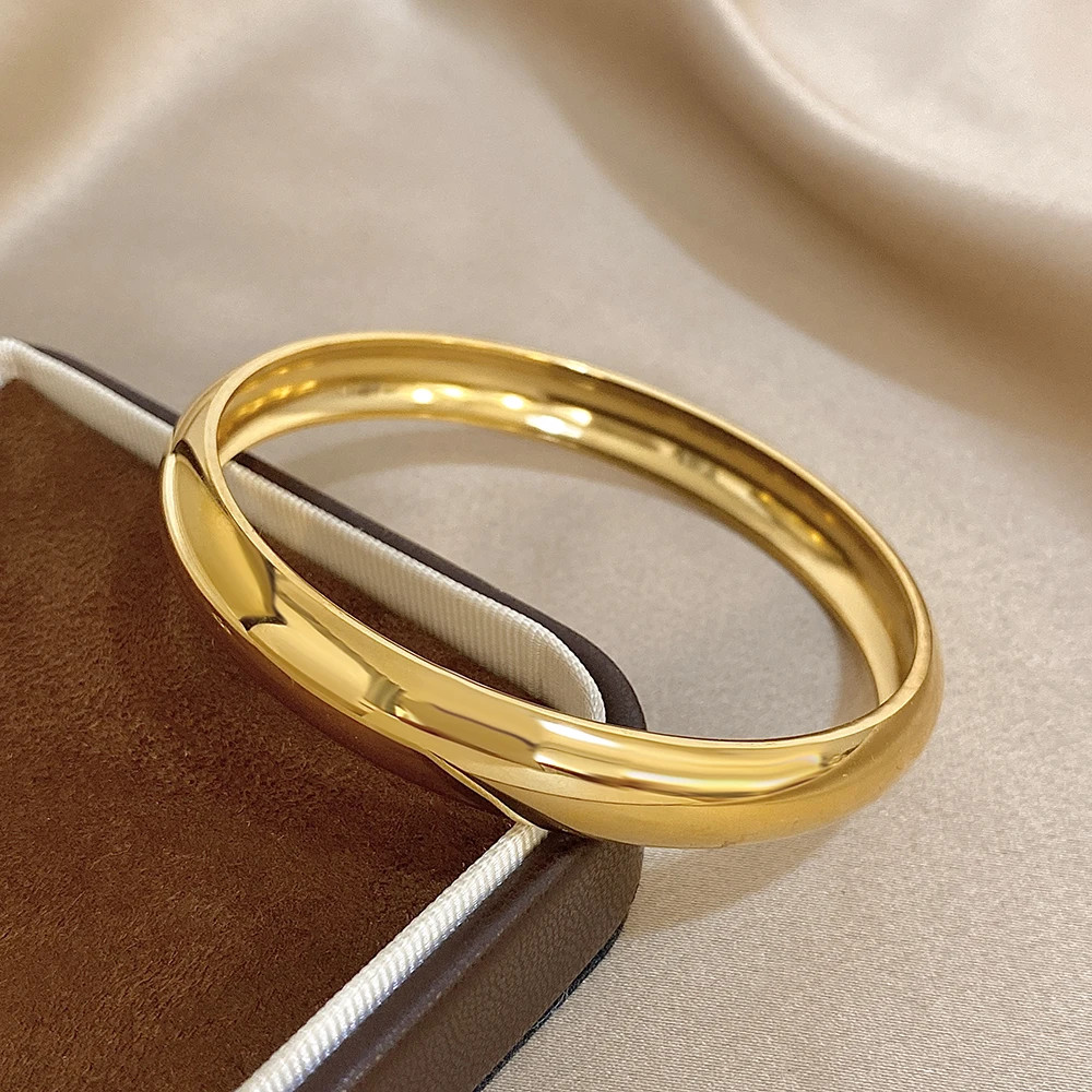 Glossy Gold Plated Stainless Steel Bracelet for Women Men Fashion 10 15 30mm