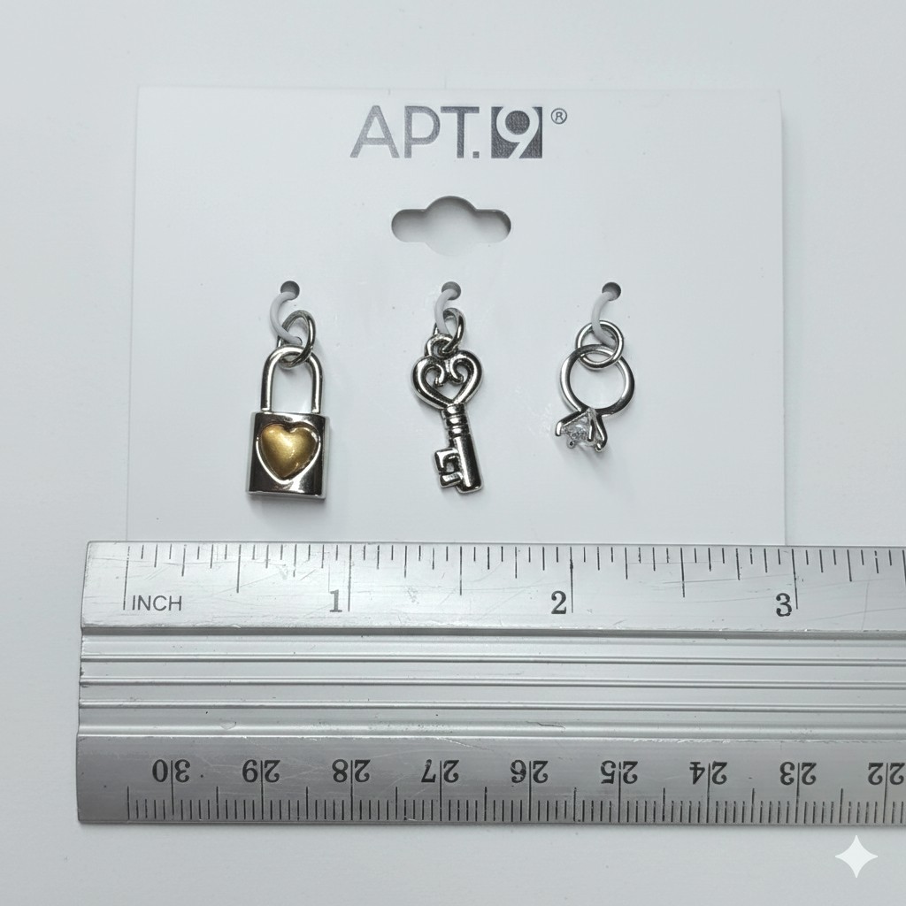 Apt.9 NEW Charms Silver Tone Love Engagement Ring Lock Key Bracelet Necklace