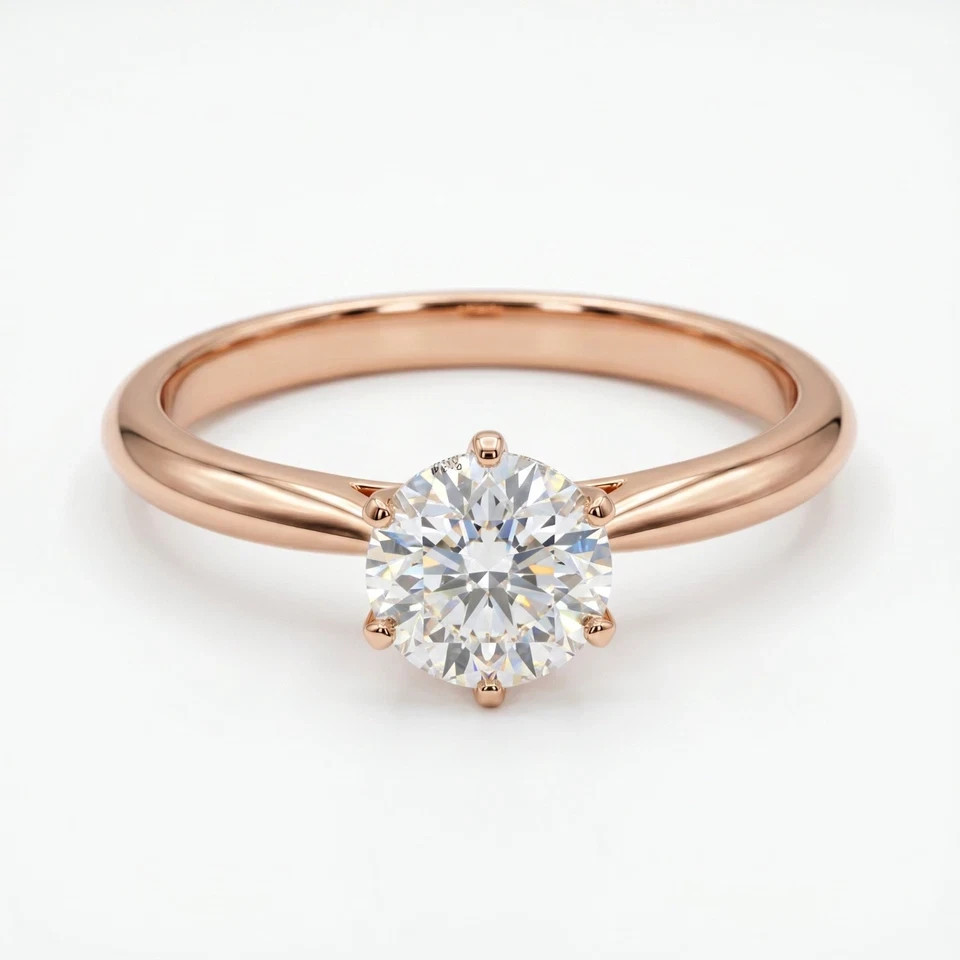 IGI Certified 0.63 CT Natural Round Brilliant Diamond Engagement 14K Gold Ring