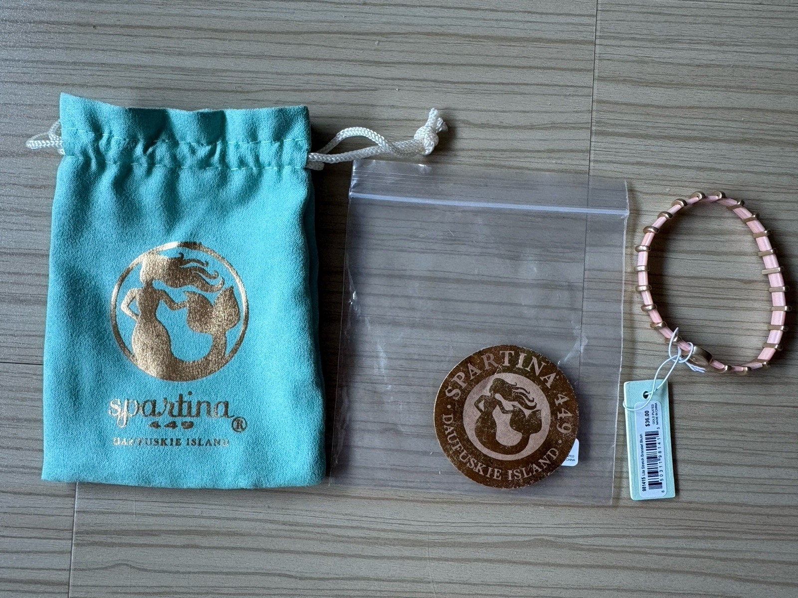 NWT Spartina 449 Blush/Gold Lila Stretch Bracelet in Original Packaging