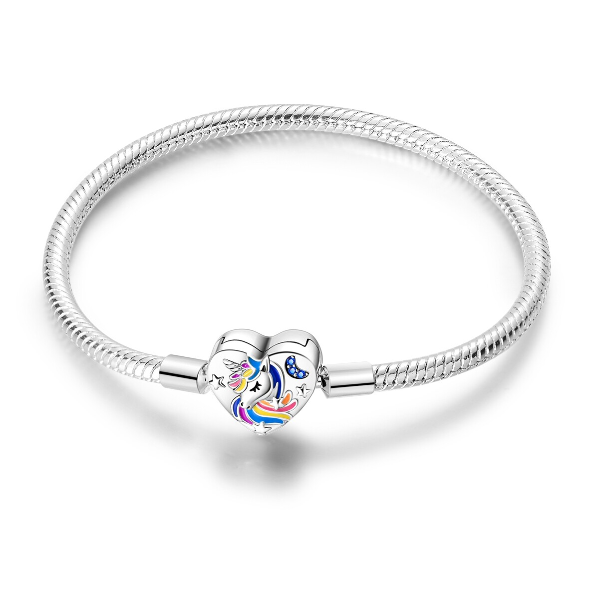 MULA Starry Unicorn Clasp Snake Bracelet Blue CZ Fit Charms For Women Jewelry