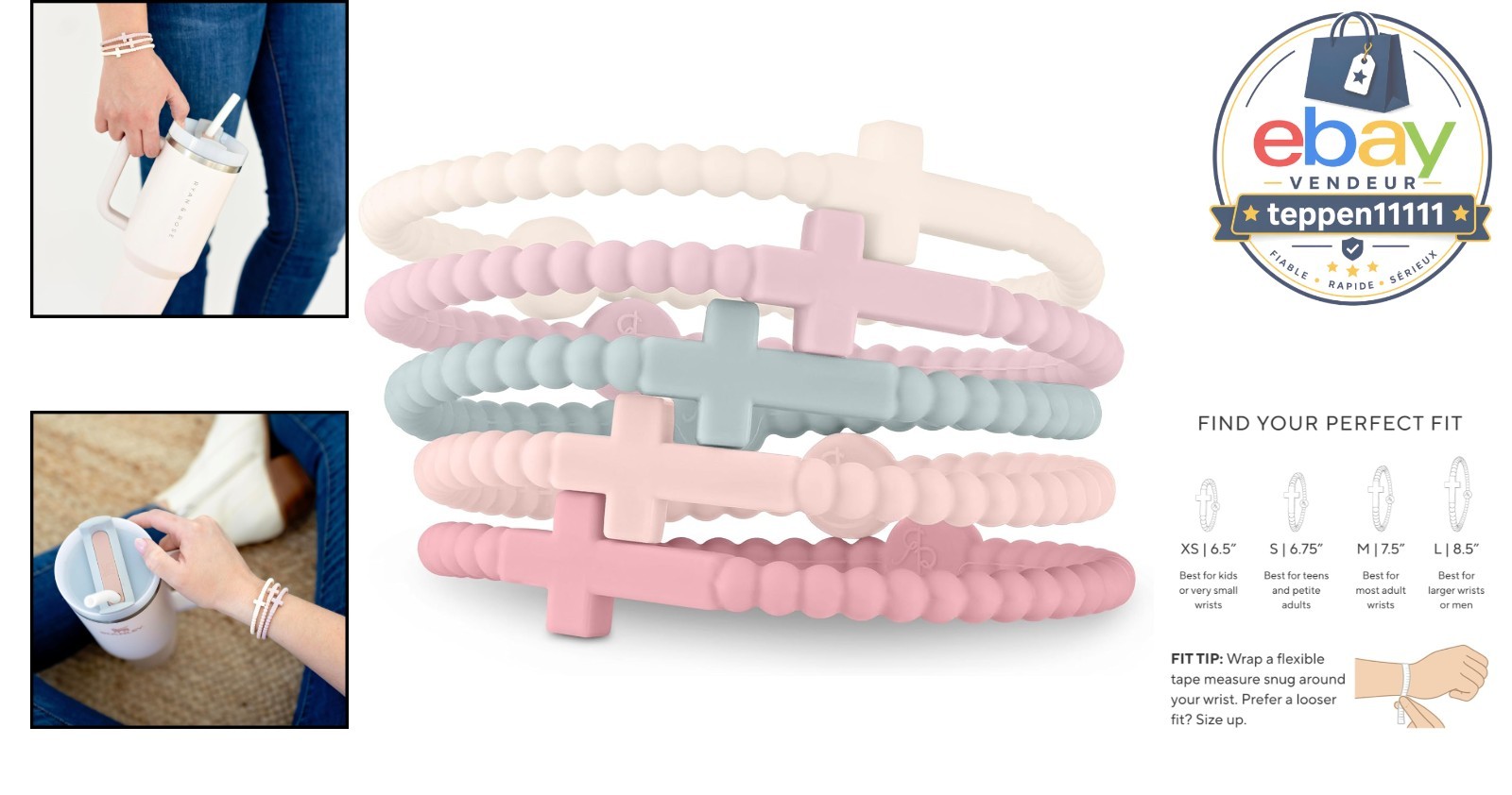 Jesus Bracelets Cross Silicone Bangle Kids Adults 5 Count