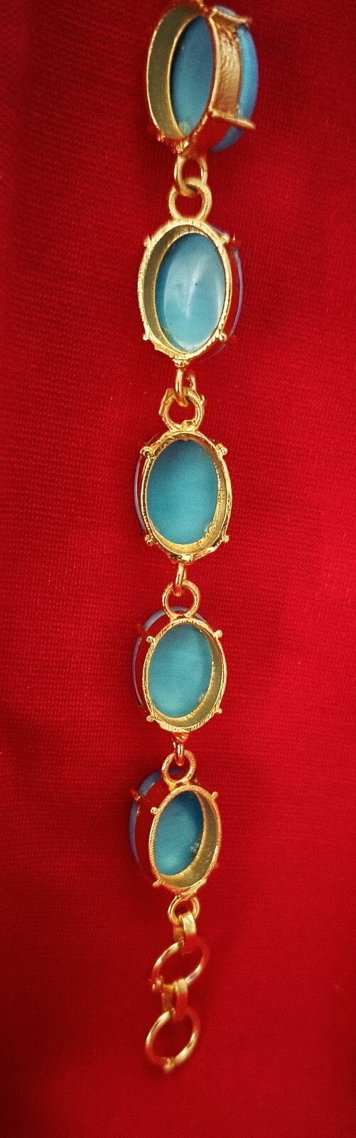 Beauty Oval Turquoise gemstone Chalcedony Gold Plated Charm Bracelet for Unisex