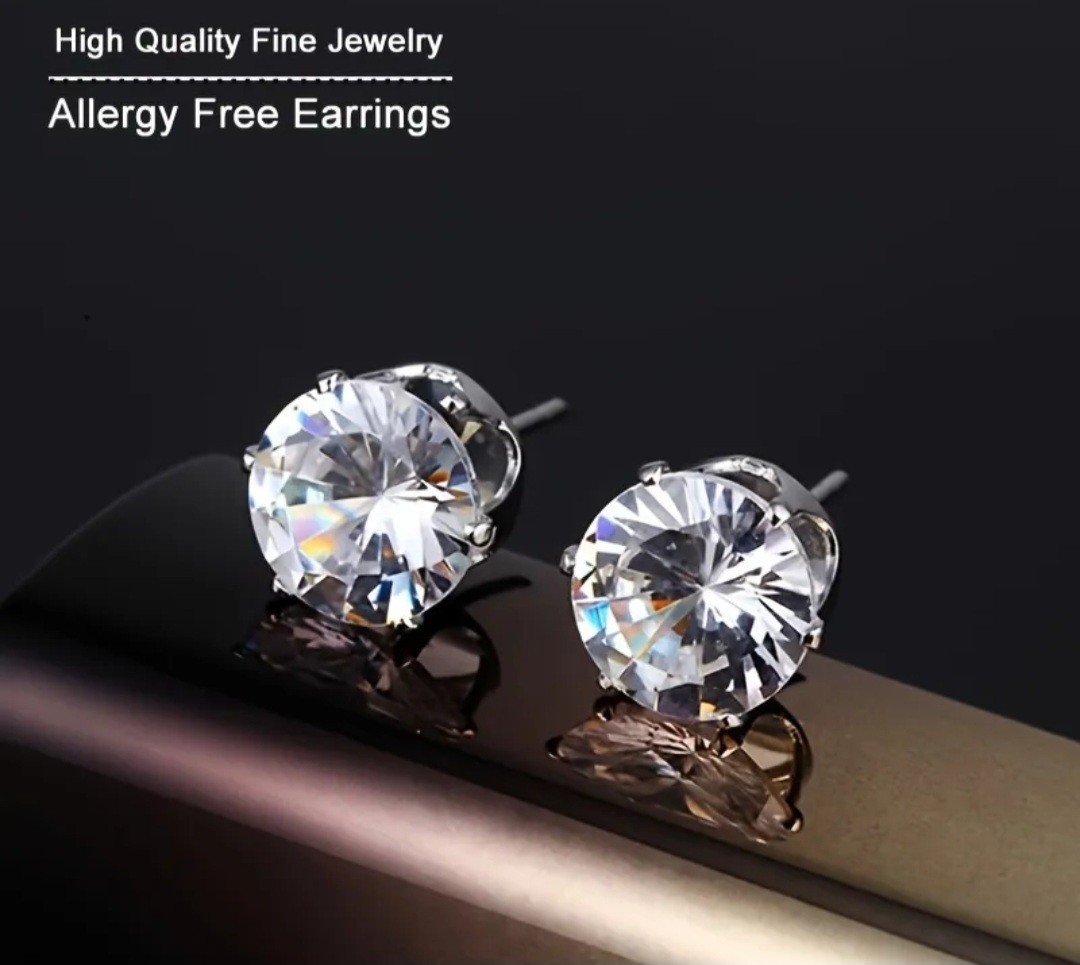 Exquisite 6 mm Diamond Cut Earring Pair Silver-Plated Will Enhance Many Outfits