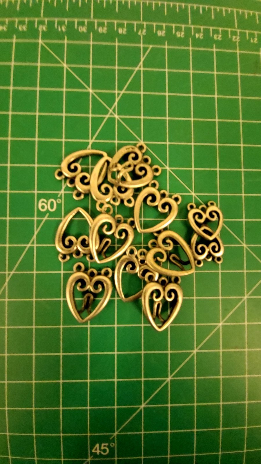 Antique Silver Heart Multi-Strand Clasps Hooks Jewelry Making Findings 11pc Lot