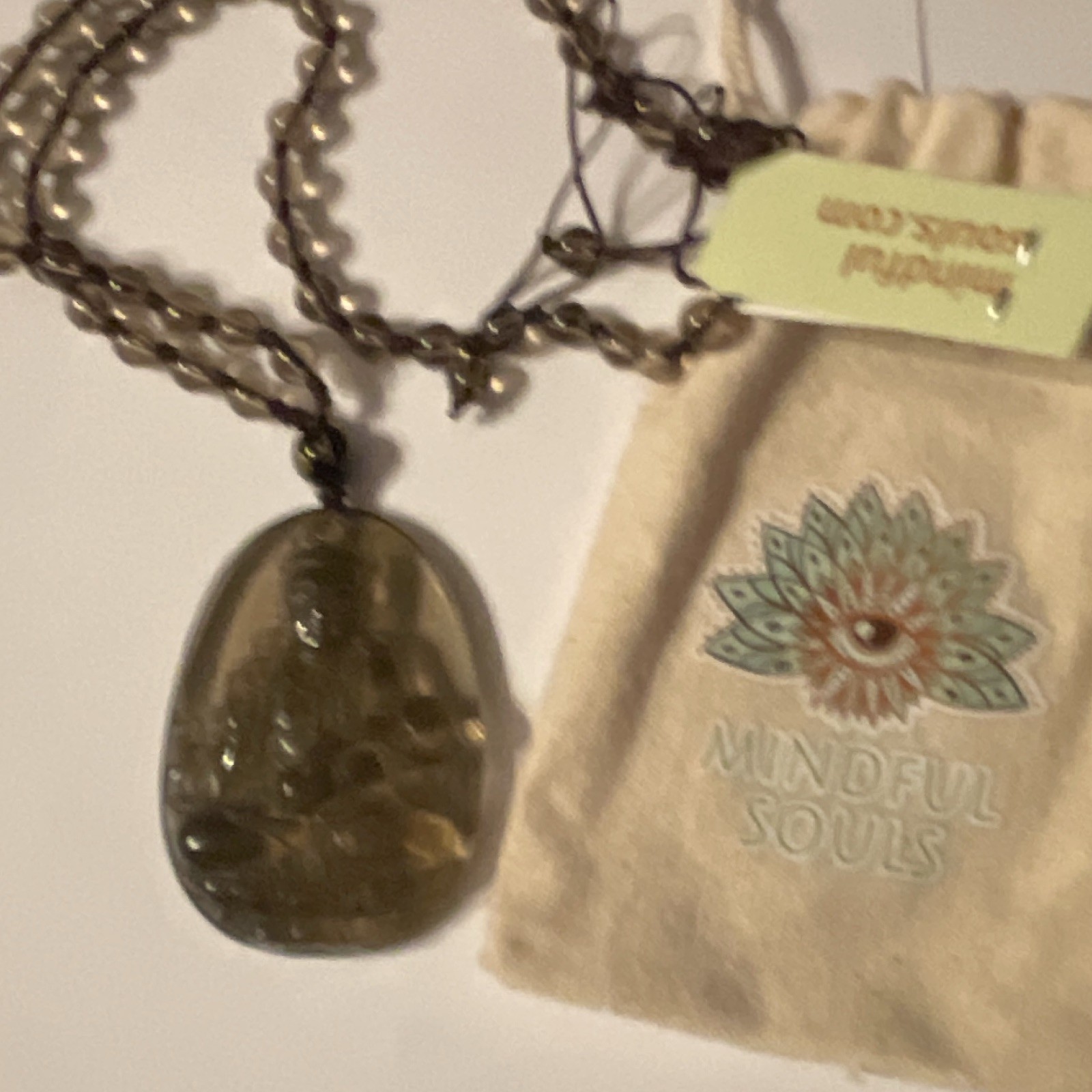 Mindful Souls Brown Glass Beaded Ball Chain Buddha Teardrop Charm Necklace