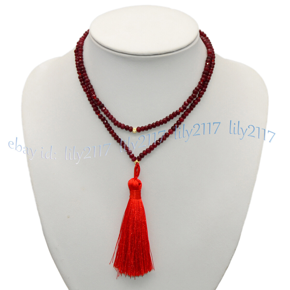 Faceted 2x4mm Multiple Gemstone Rondelle Beaded Tassel Pendant Necklaces 28-48”