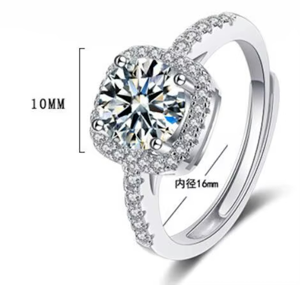 Wedding Ring Engagement Sterling Silver Plated Round Cut CZ Adjustable Size R52