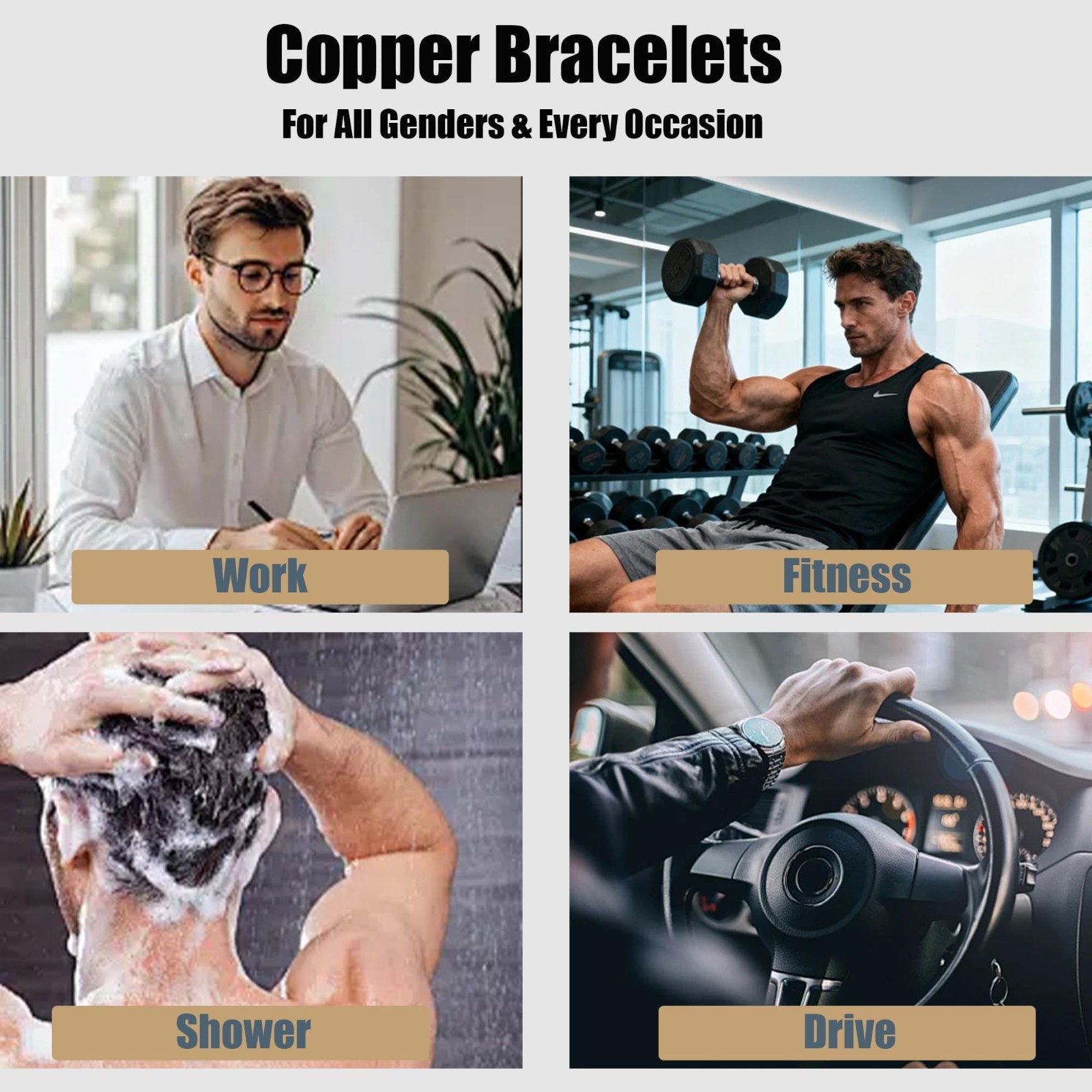 Adjustable Pure Copper Cuff Bracelet for Men & Women – Waterproof Healing Bangle