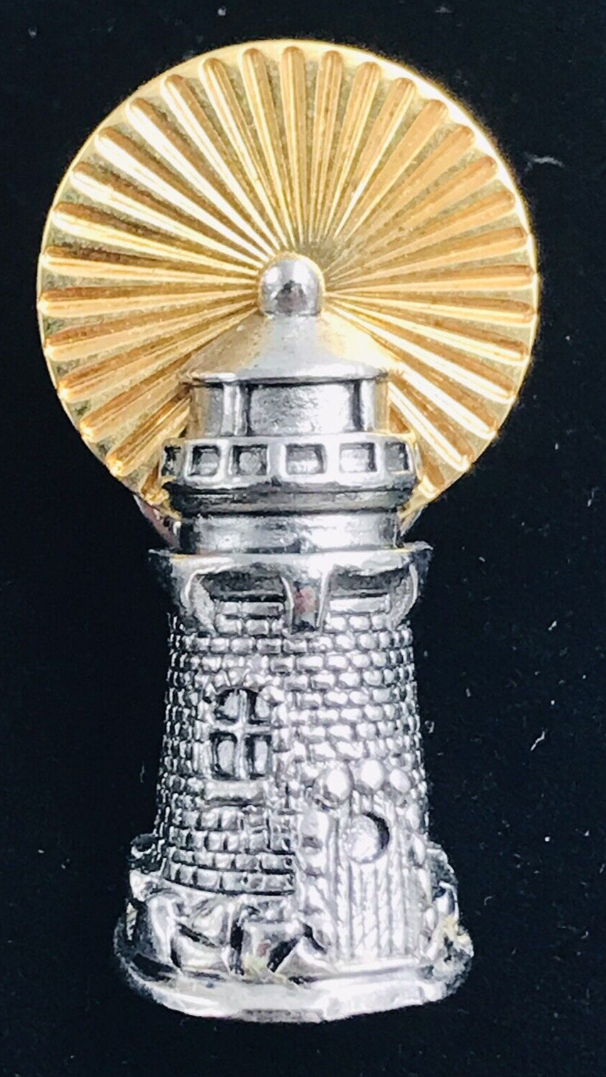 Vintage Avon Gold & Silver Tone Lighthouse Brooch Pin 1 3/8″ x 3/4″