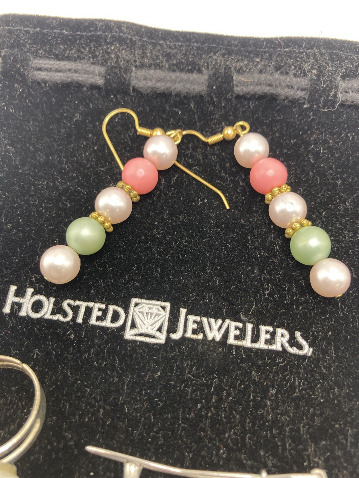 6 Piece Holsted PinkPeriwinkle Gold Tone Cosmetic Jewelery Set W/Bag. (New)