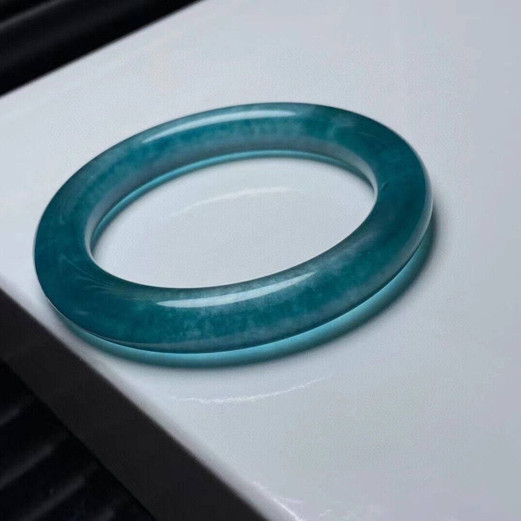 Beautiful Grade AAA Sea blue Lampow Burma jade jadeite bracelet bangle 55-64mm