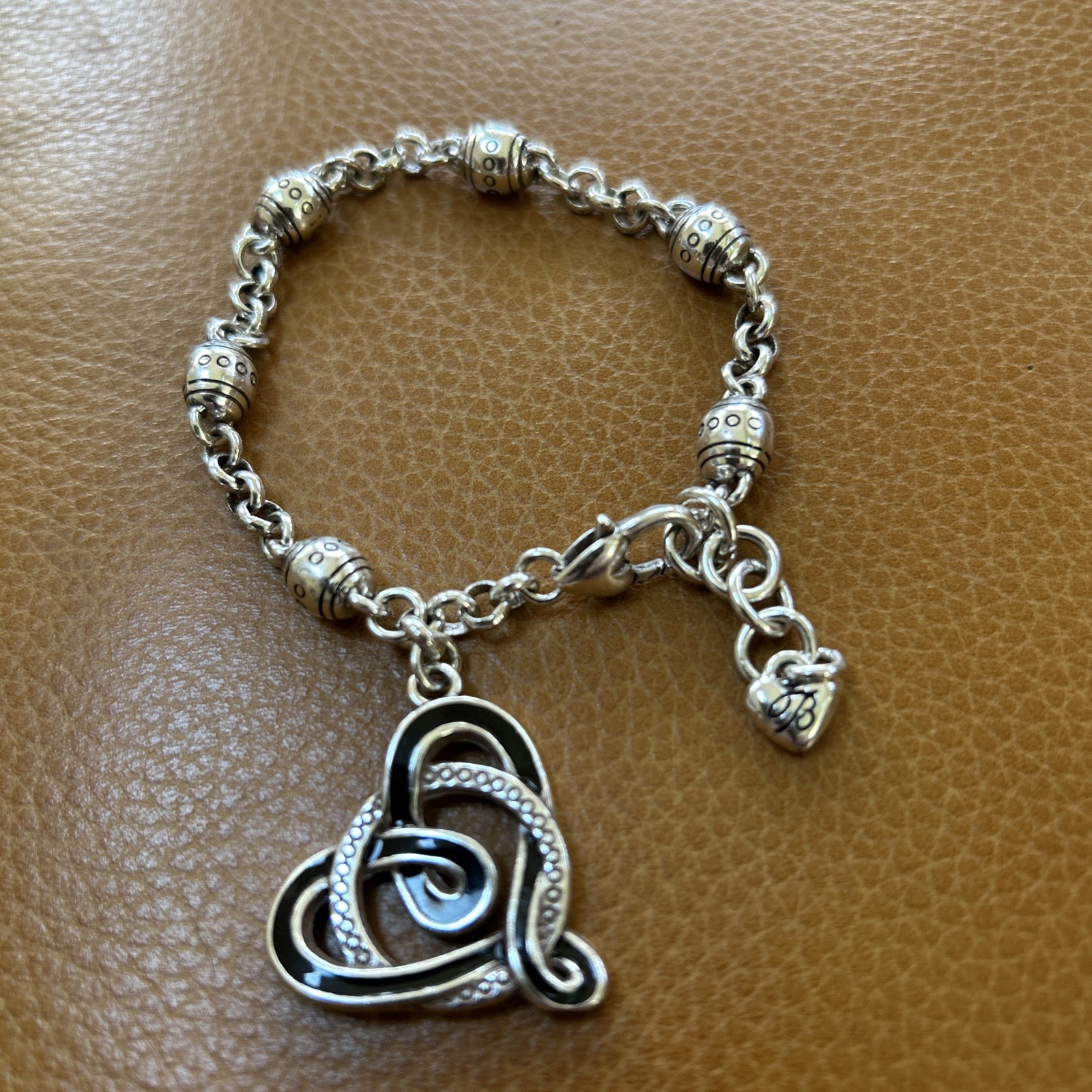 Vintage Brighton Silver Tone Bead Lobster Clasp Adjustable Bracelet pd $49