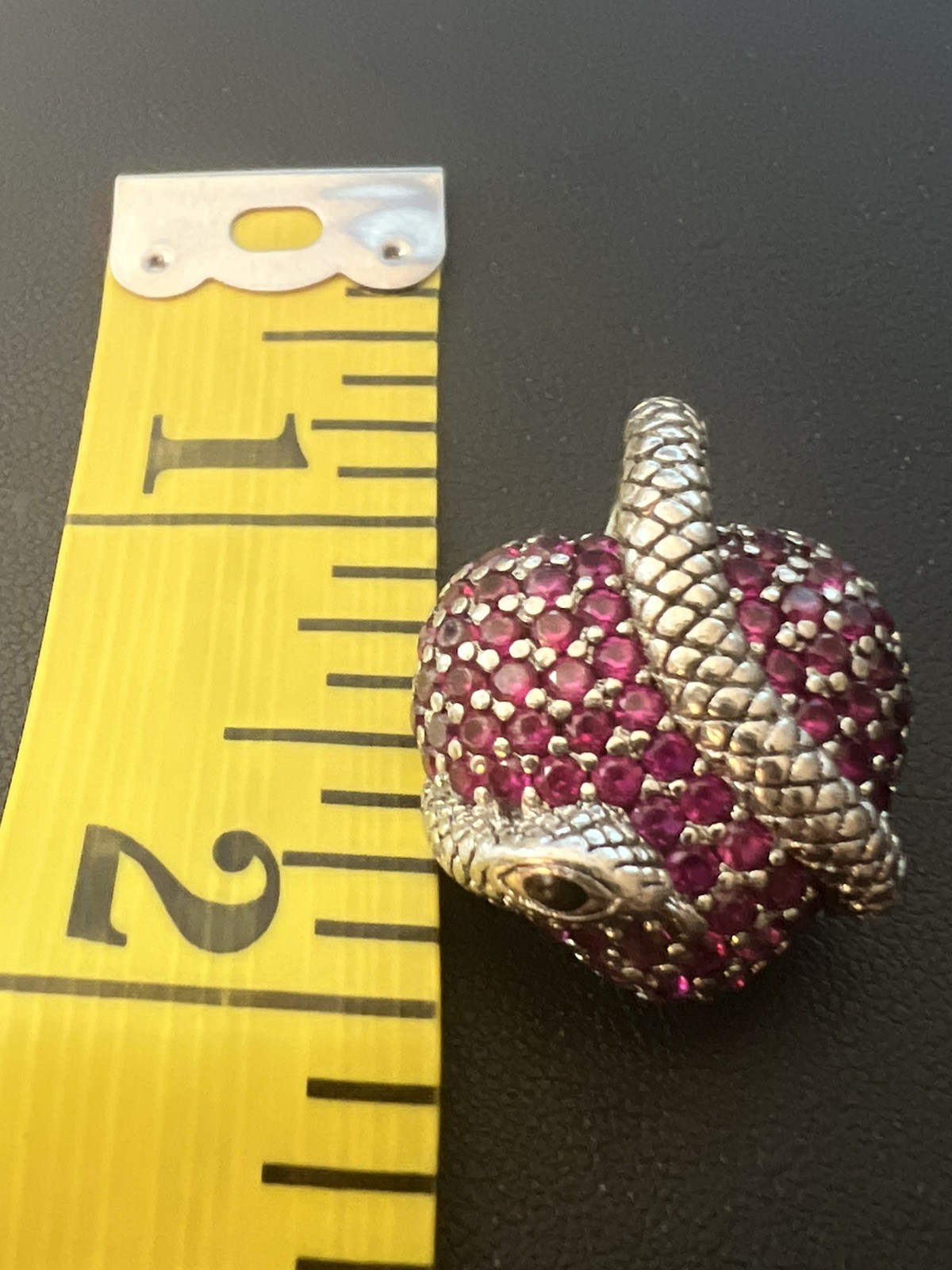 925 Sterling Silver Sanke Heart Pendant Pink Cz Pave setting Charm For Necklace
