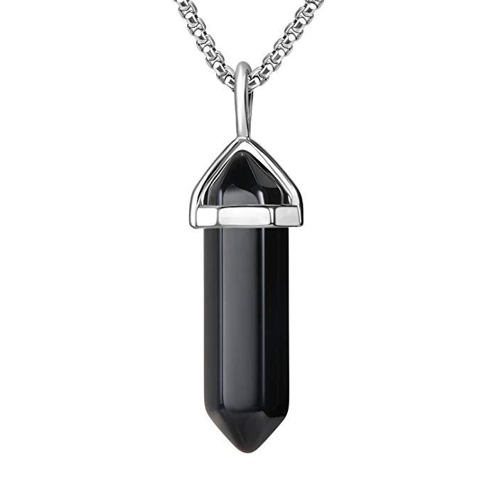 Natural Amethyst Pendant Crystal Stone Chakra Healing Gemstone Necklace Gift