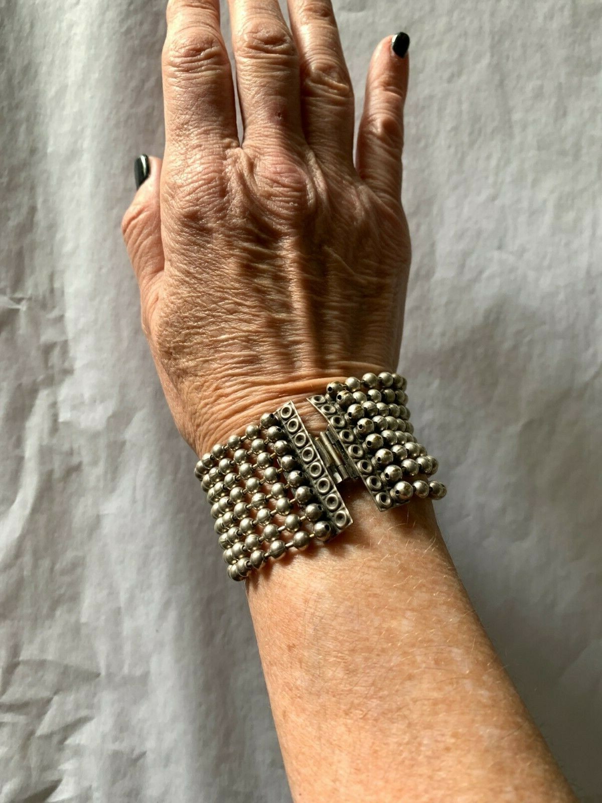 Reminiscence Paris-Zoe Coste Oxidised Silver Tone Bead Chain Cuff,Bracelet-Excel