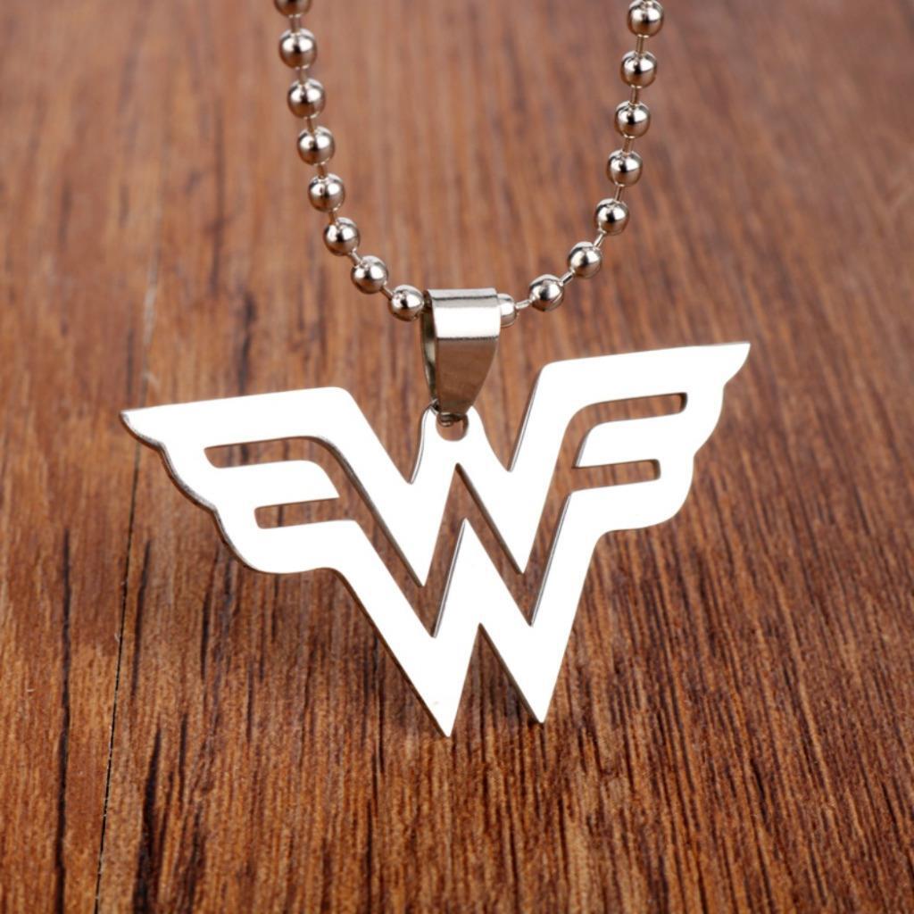 WONDER WOMAN NECKLACE Superhero Stainless Steel Metal Pendant 70cm Ball Chain