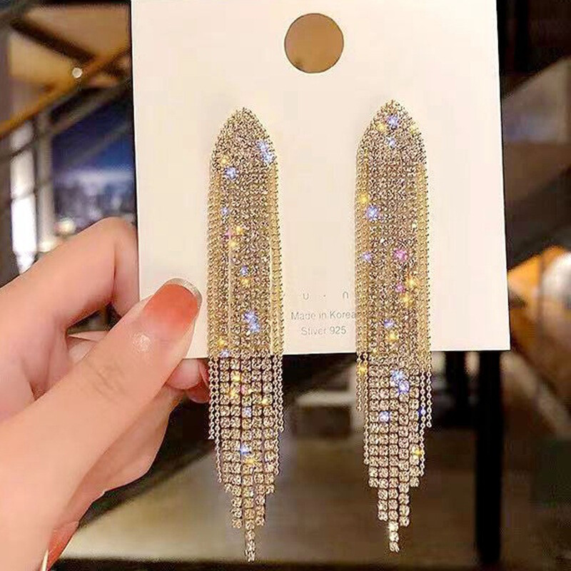 1 Pair Tassel Earring Ear Studs Pendant Silver Dangle Punk Drop Earrings Jewelry