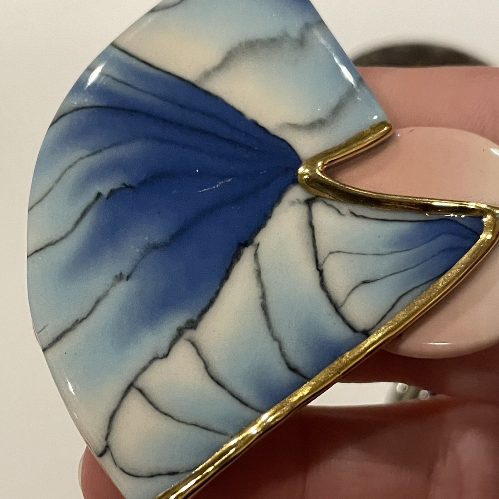 Lot Of 3 Handmade Handcrafted Brooch Pins Ceramic / Enameled Metal Etc