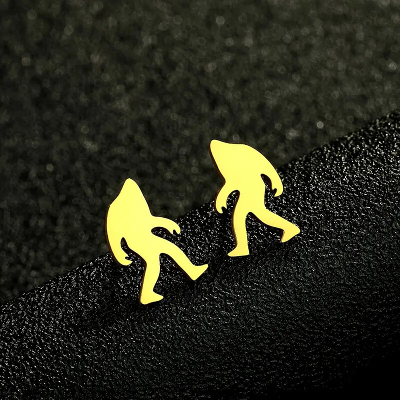 Sasquatch Stud Earings – Color Gold, Silver or Black – Bigfoot Style -Wear Proud