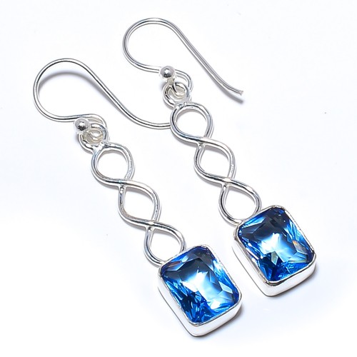 Tanzanite Gemstone Silver Handmade Spiral Earring 1.79″ T77
