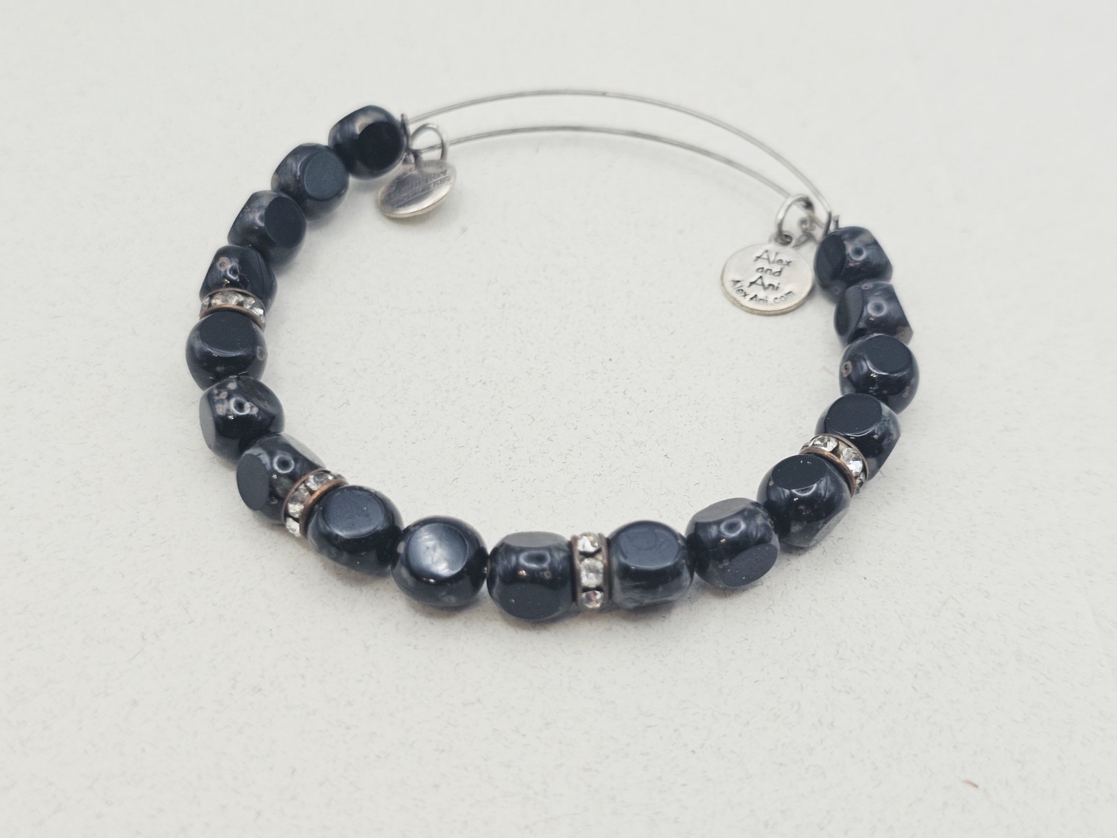 Alex and Ani ” Eden Cobalt ” Blue & Silver Beaded Bangle Bracelet 🎁