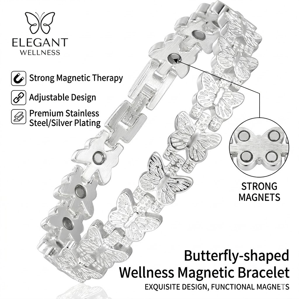 Magnetic Therapy Butterfly Bracelet Women Adjustable Lead Nickel Free PainRelief