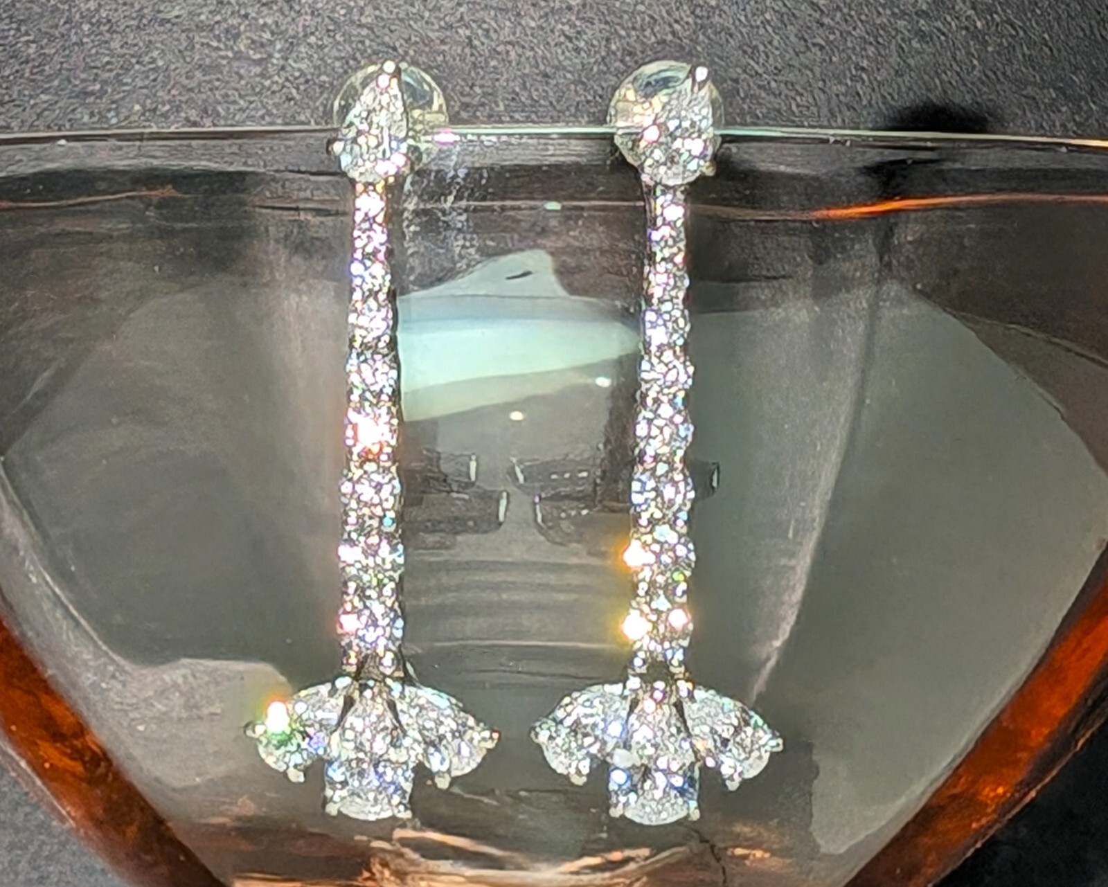 GORGEOUS Sterling BSI Best Silver Inc CZ Sparkly Dangle Wedding /Dinner Earrings
