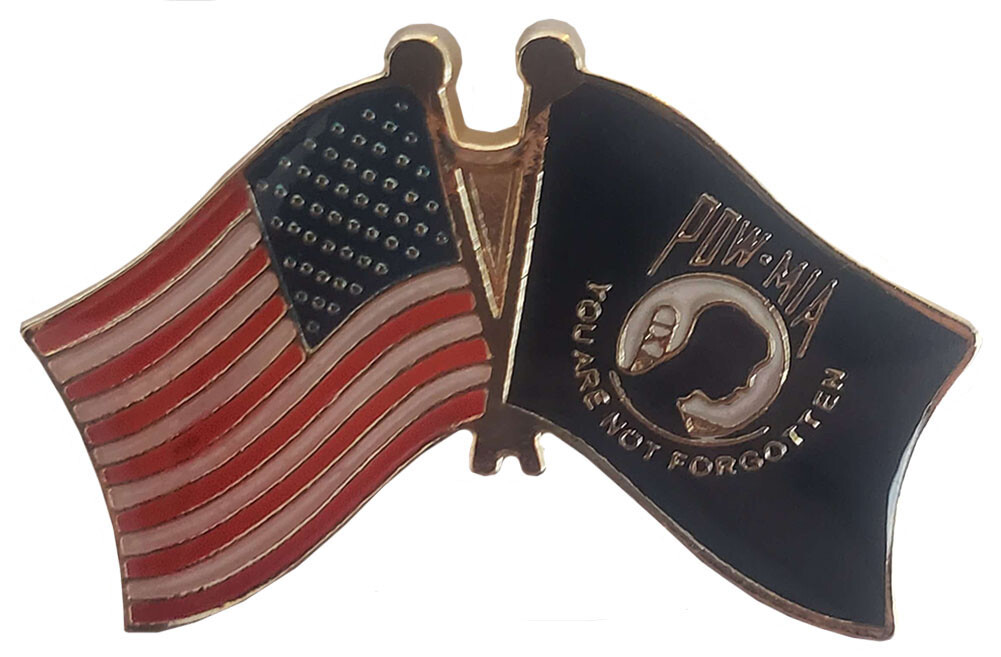 Pack of 12 USA & Pow Mia Combination Friendship Motorcycle Hat Cap Lapel Pin