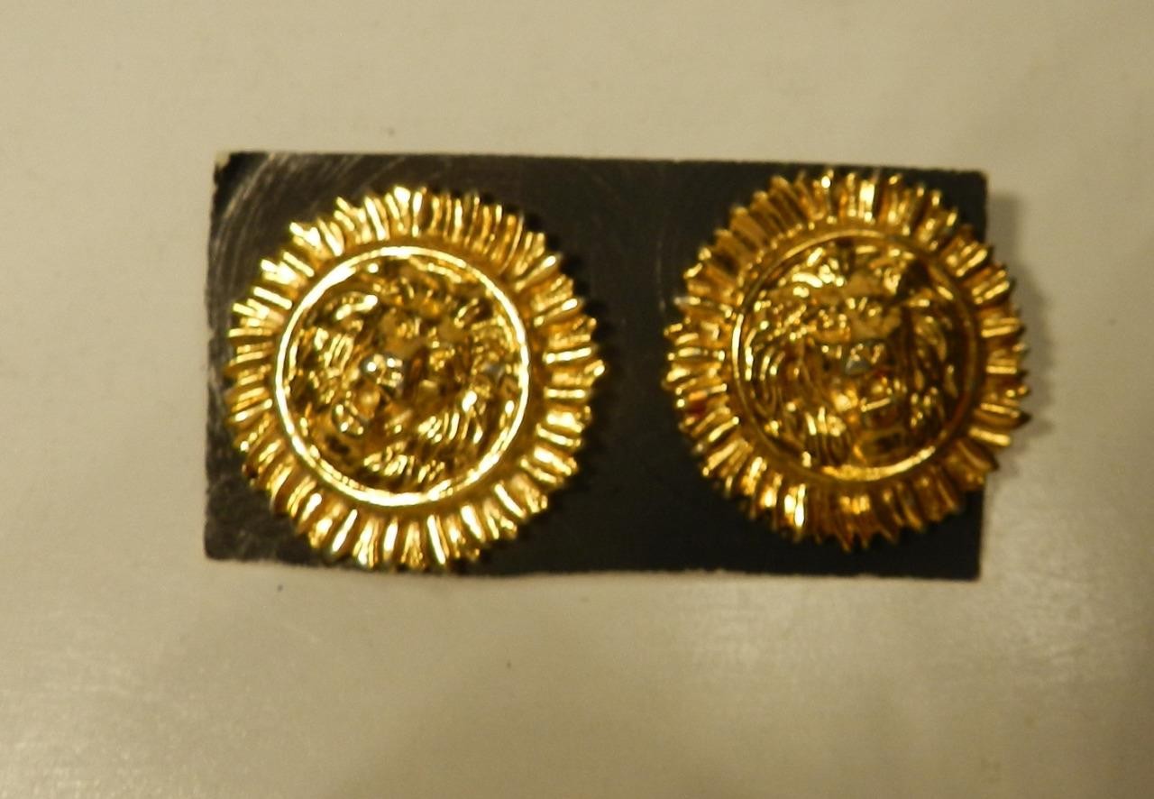ANNE KLEIN PIERCED EARRINGS Lion Head LOGO New Old Stock Beautiful Shape VTG