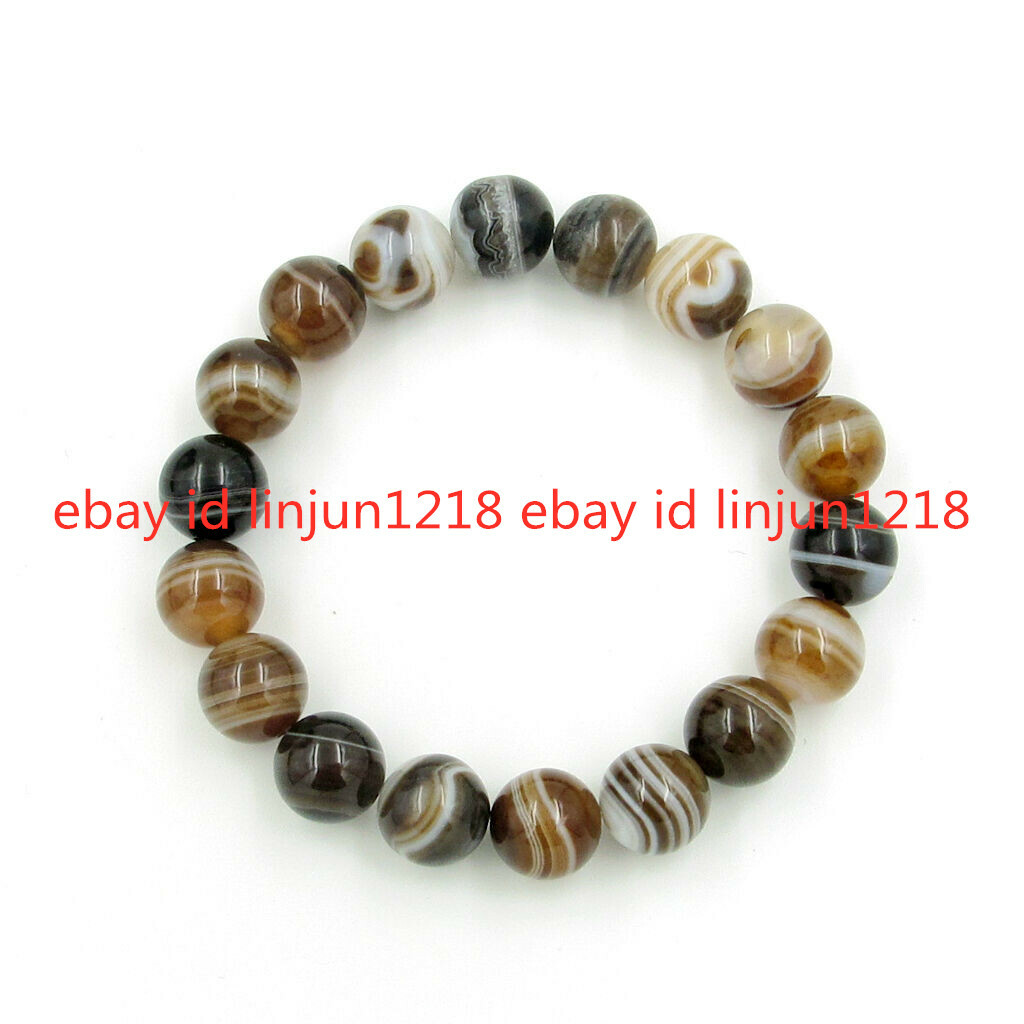 6/8/10/12/14mm Multicolor Brown Onyx Agate Gemstone Beads Mala Bracelet 7.5”