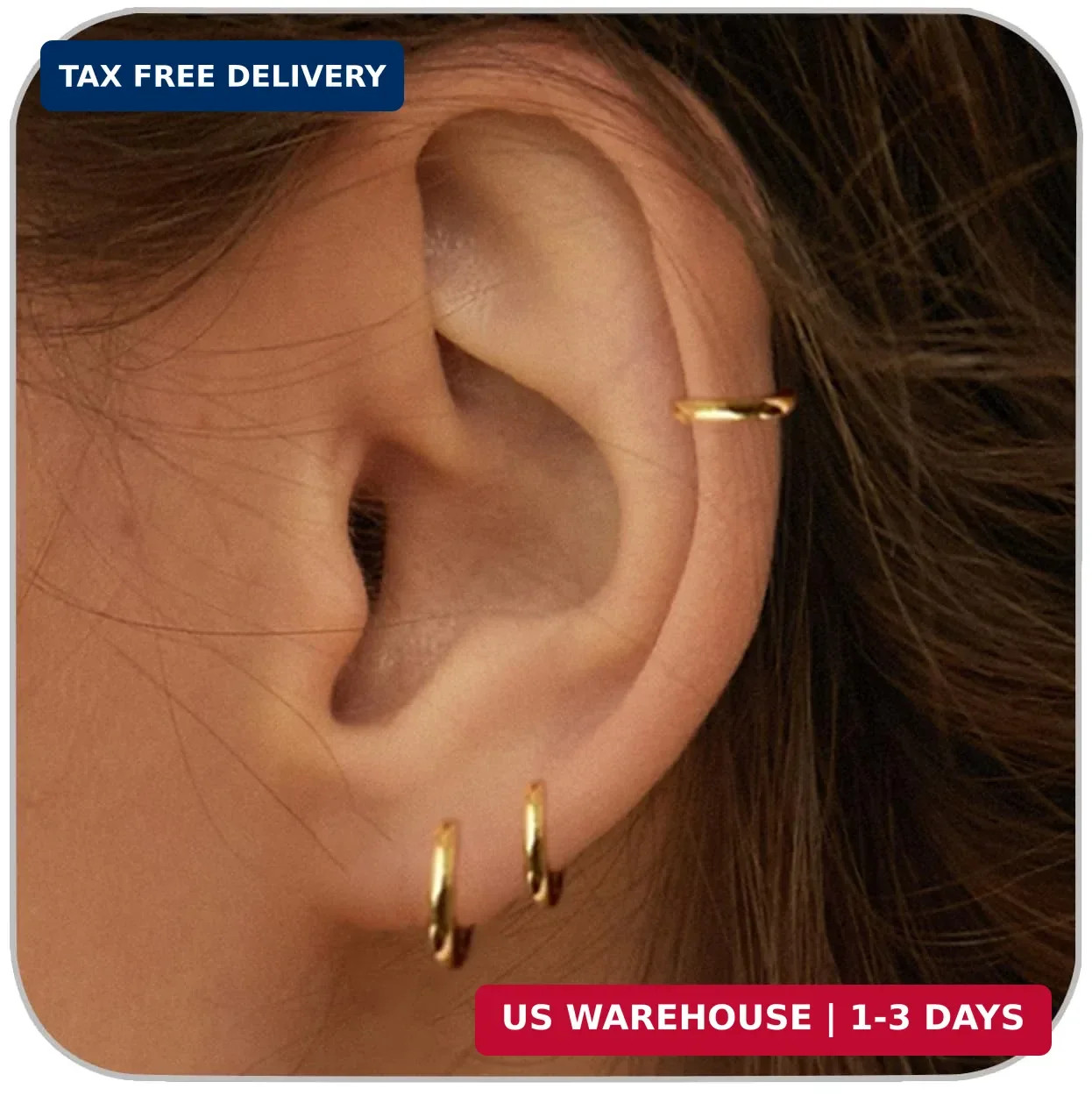 1 Pair 6mm Small Hoop Earrings for Women, Dainty 14K Gold Plated Huggie Hoop Ear