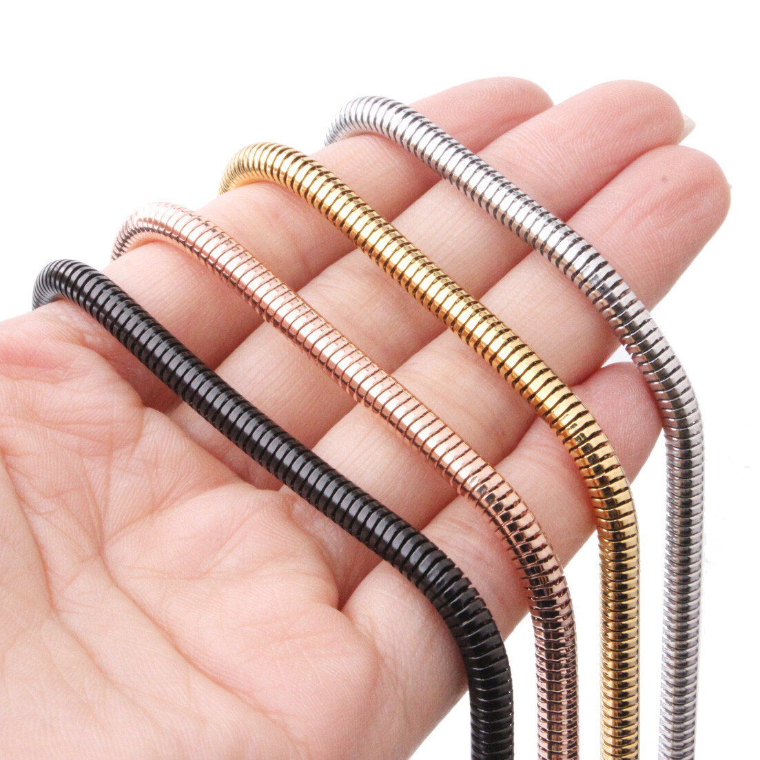 4.2mm Fashion Women’s Men’s 316L Stainless Steel Round Snake Chain Link Necklace