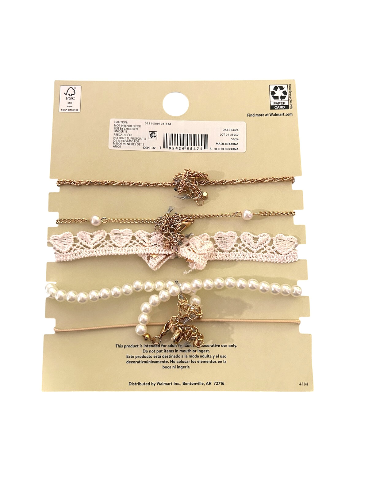 No Boundaries Women’s Goldtone Choker Necklace Set, Cross, Pink, 5-Piece