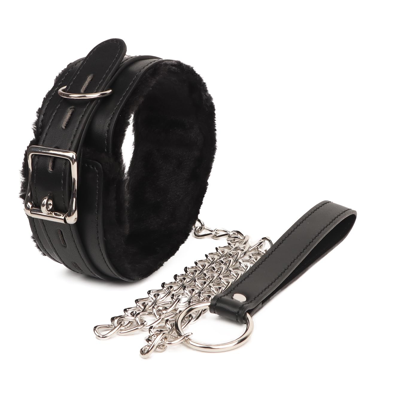 Leather Collar for Women, Adjustable Choker Collars Necklaces with Fur Liner for