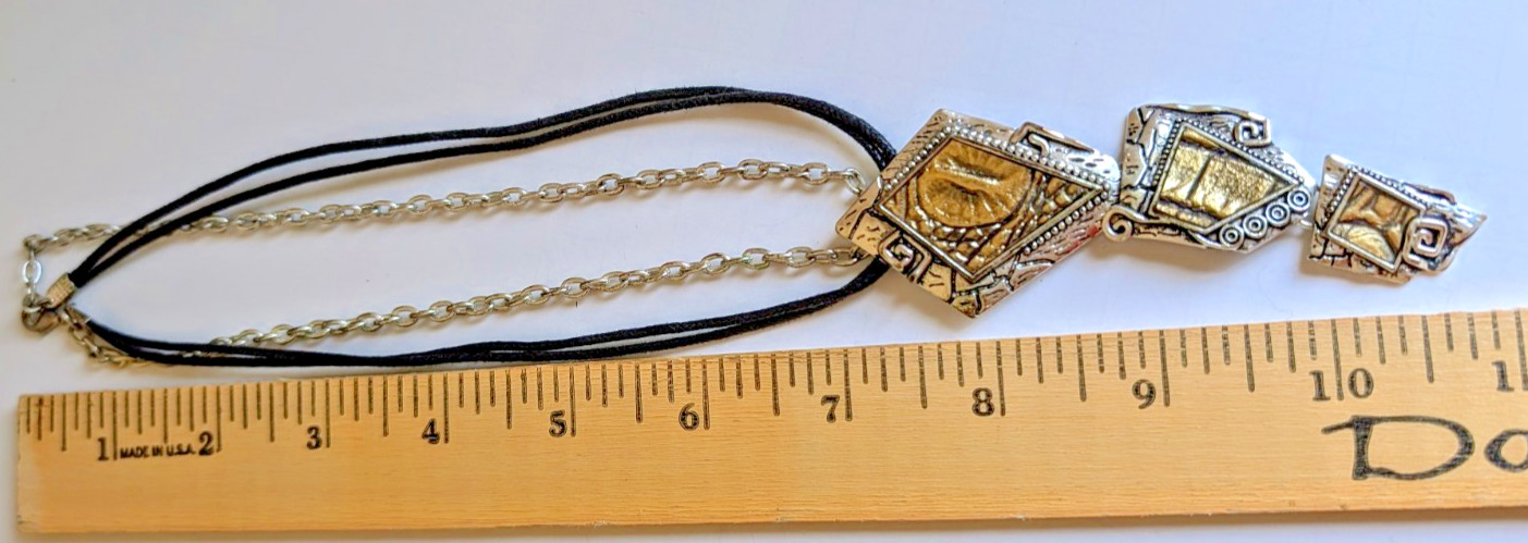 Premier Designs Silver Plated Chain 2 Corded Mixed Metal Pendant Boho Necklace