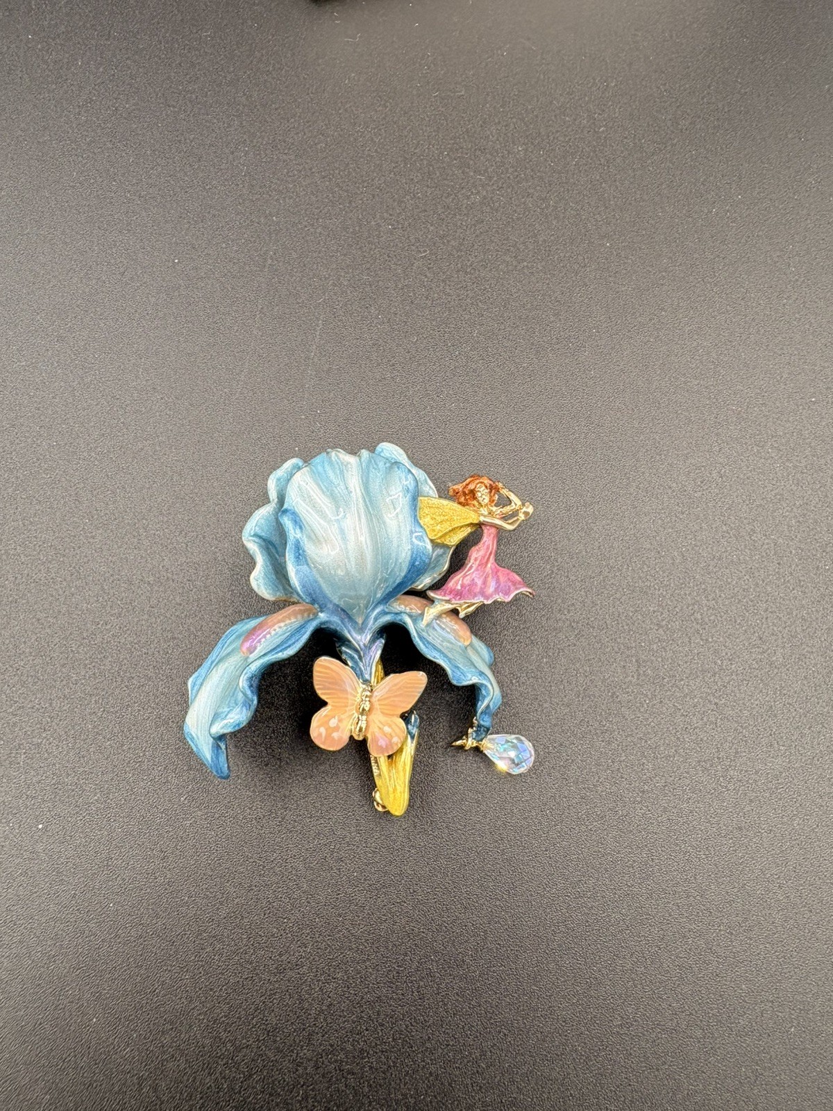 Kirk’s Folly Gold Tone Fairy Iris Pin & Convertor Slide Necklace- Gold Tone