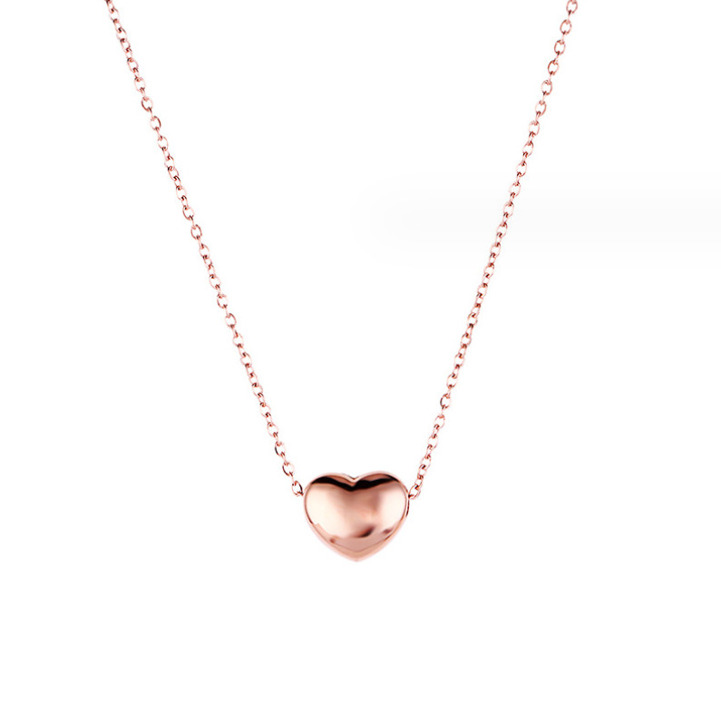 316L Stainless Steel High Polish Silver Gold Heart Pendant Chain Necklace PE42